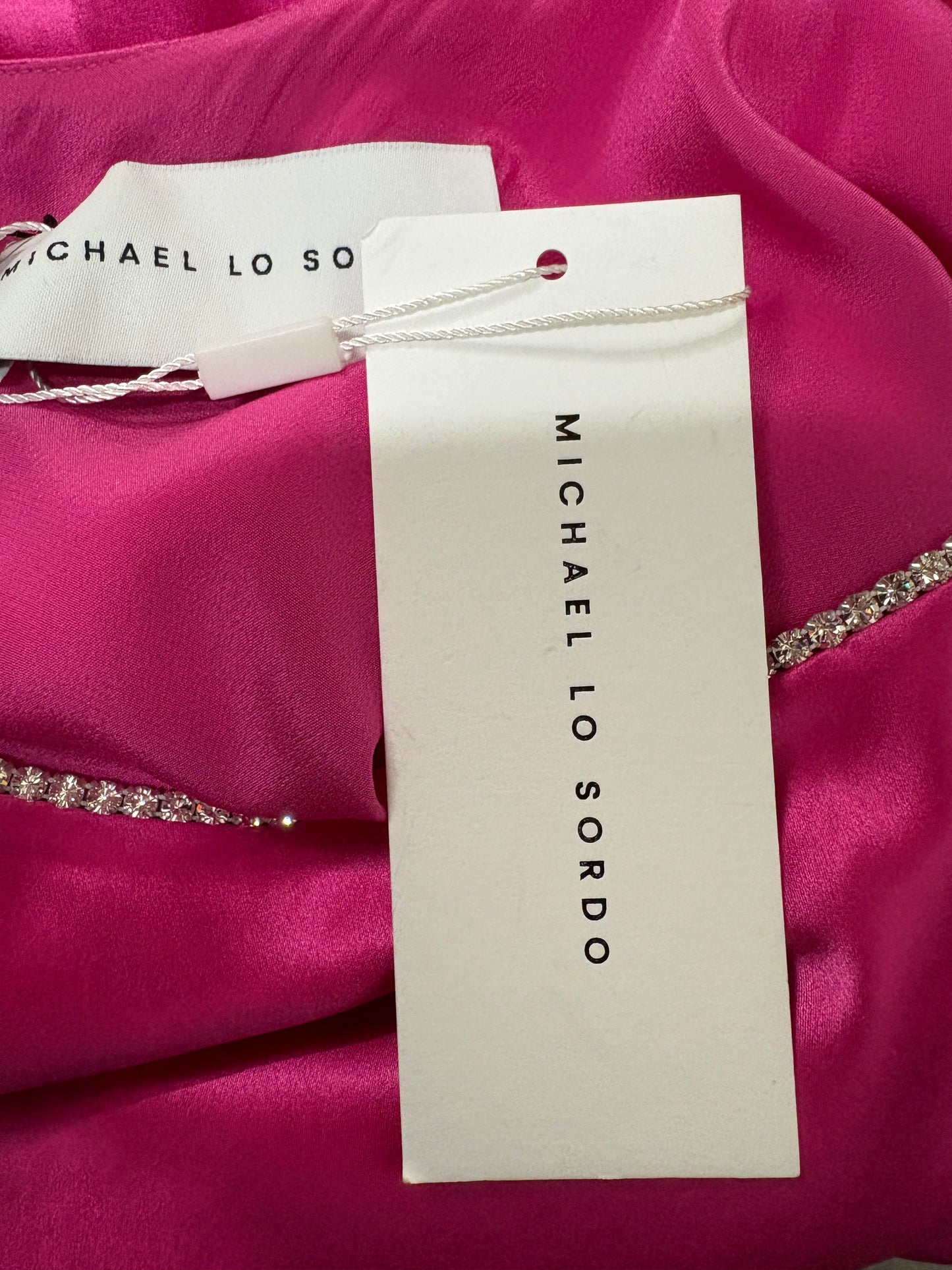 Michael Lo Sordo Luna Pink Silk Cut Out Crystal Embellished Dress