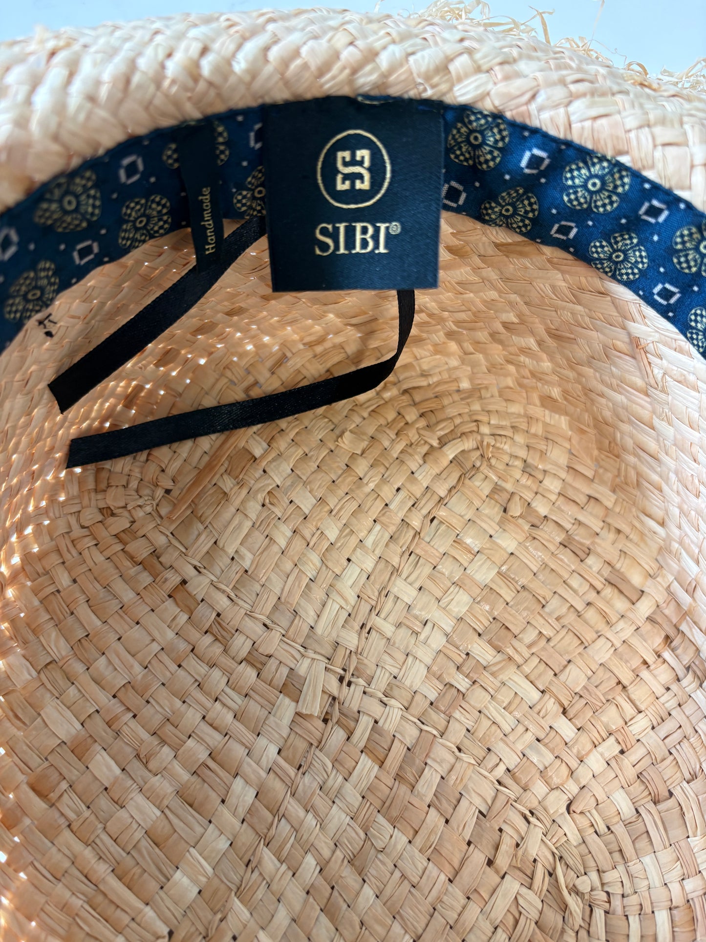 Sibi Linda Beige Frayed Raffia Hat