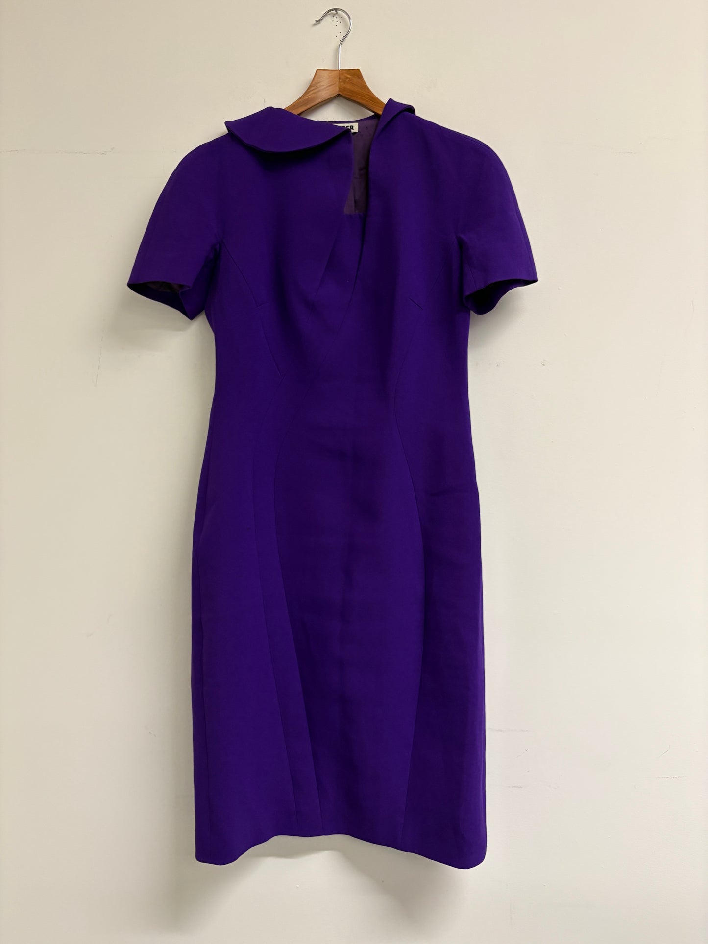 Jil Sander Purple Midi Dress With Asymmetric Collar