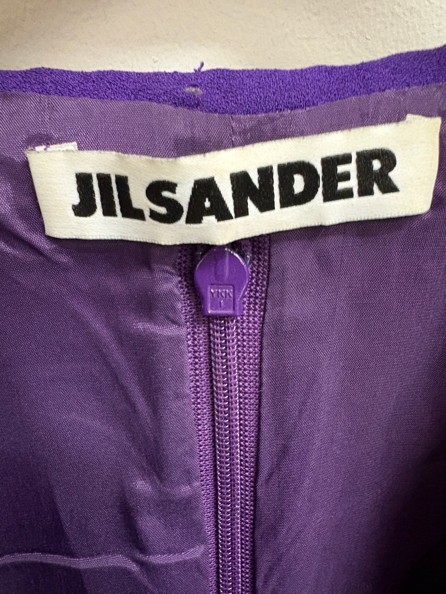 Jil Sander Purple Midi Dress With Asymmetric Collar