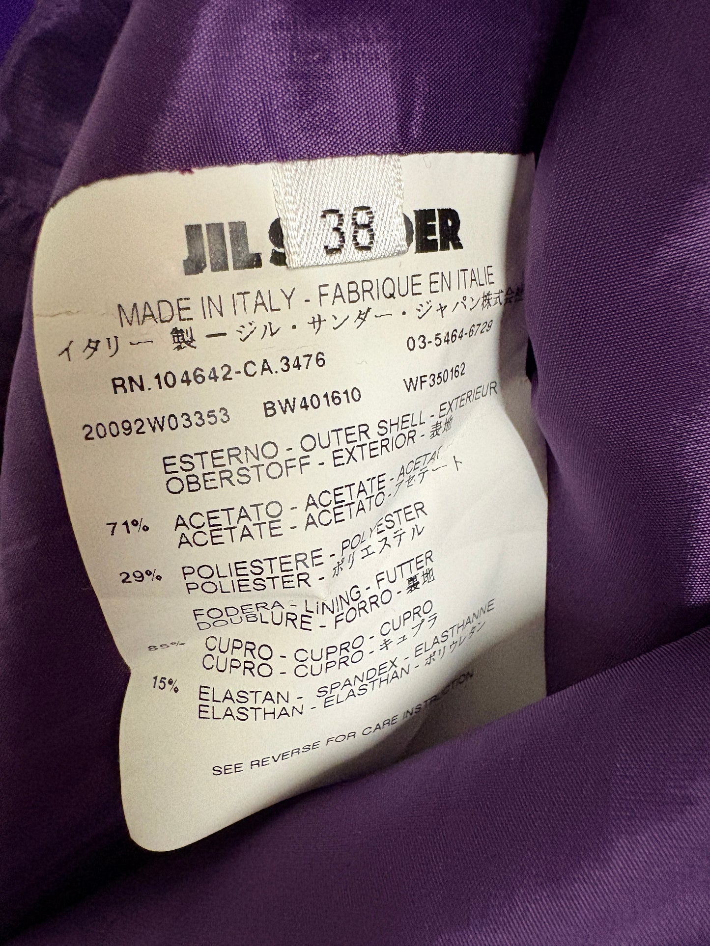 Jil Sander Purple Midi Dress With Asymmetric Collar