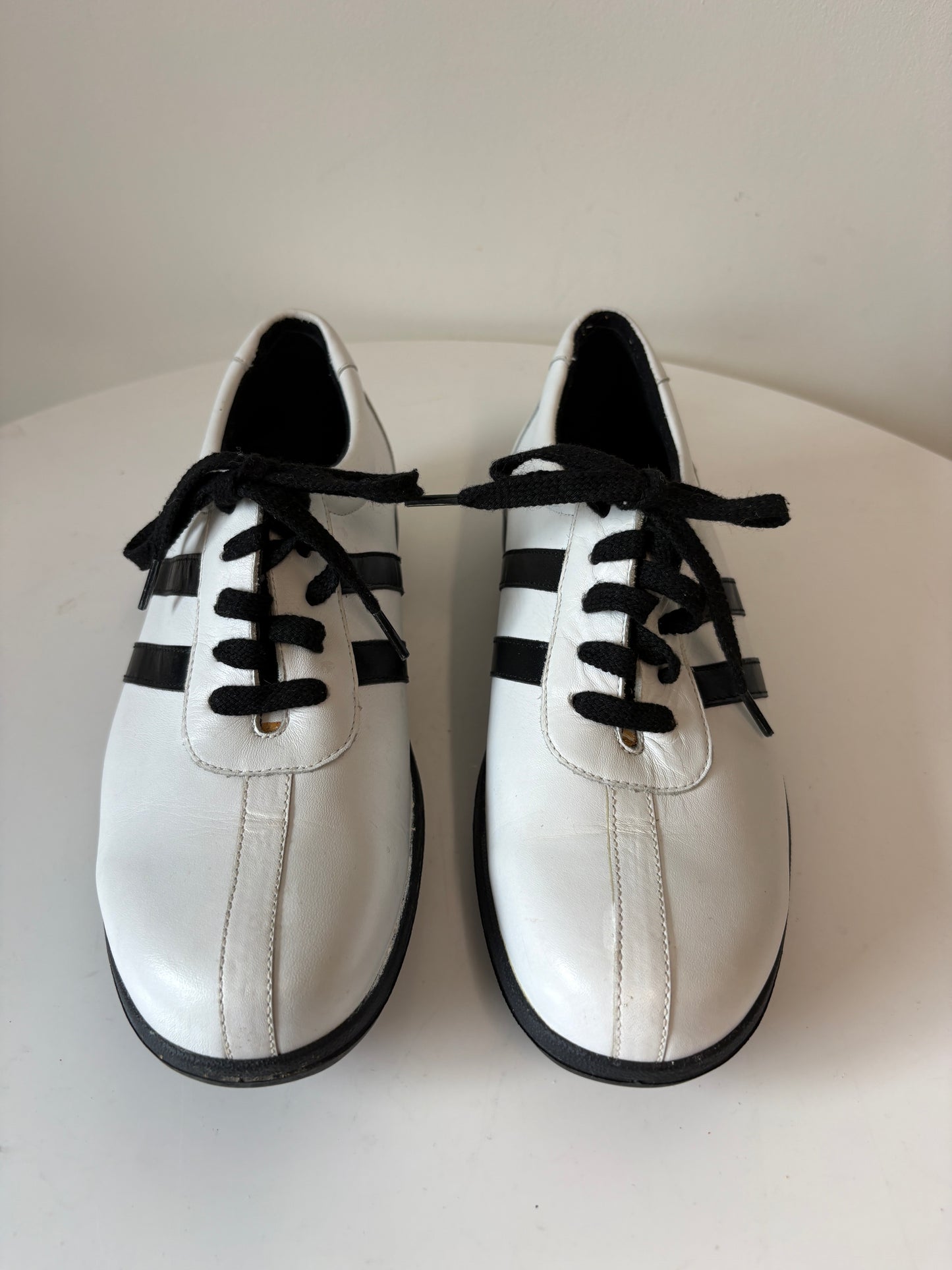 Bally White And Black Leather Trainers