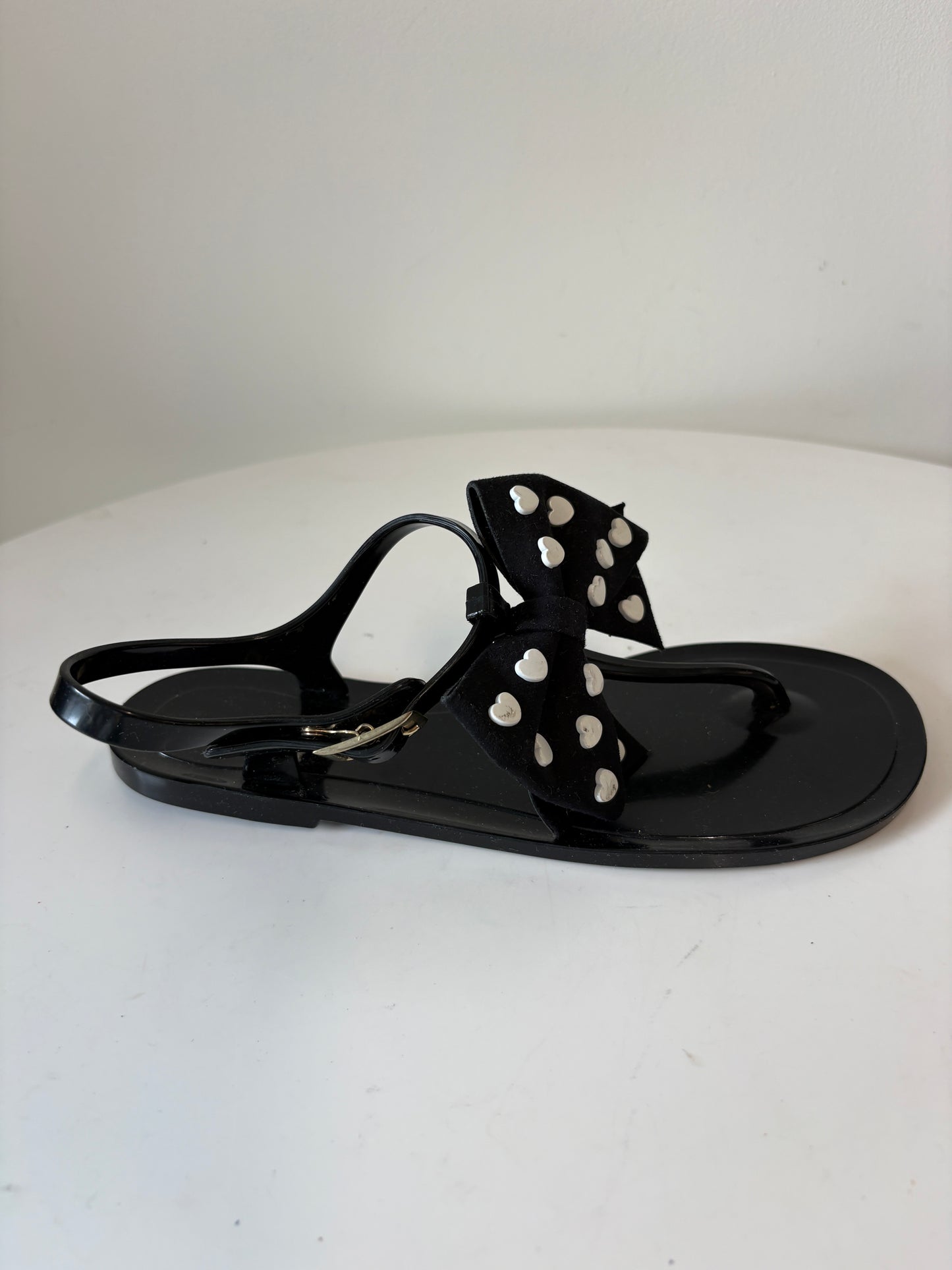 Love Moschino Black Bow T-Strap Jelly Sandals