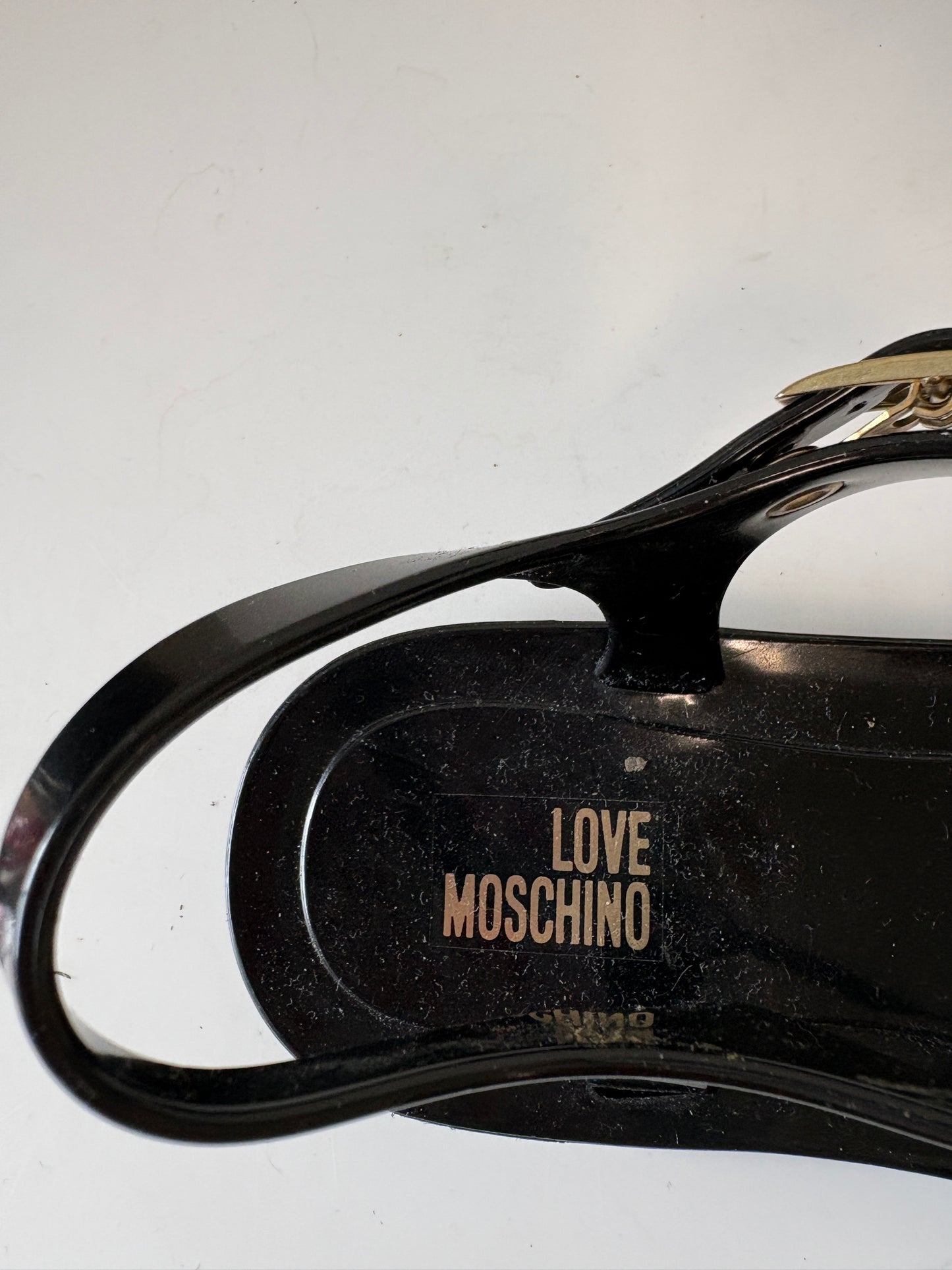 Love Moschino Black Bow T-Strap Jelly Sandals