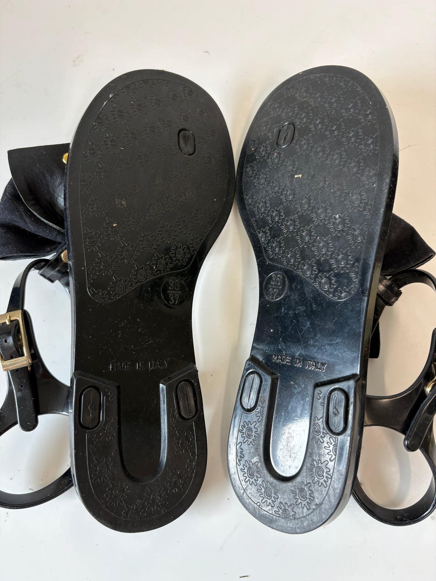 Love Moschino Black Bow T-Strap Jelly Sandals