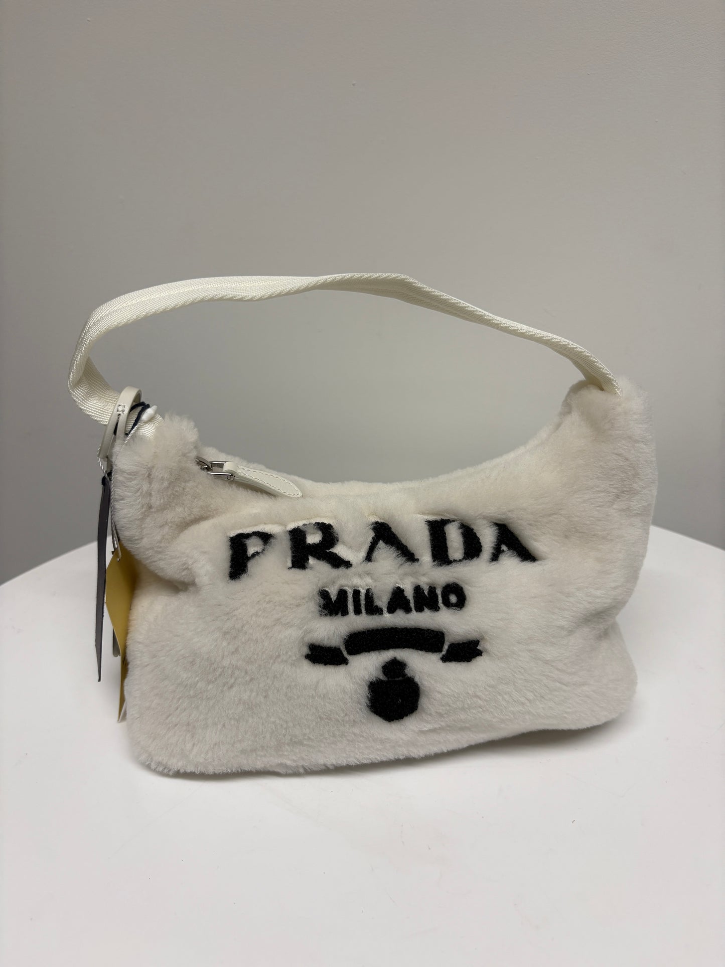 Prada Re-Edition 200 Cream Fur Bag