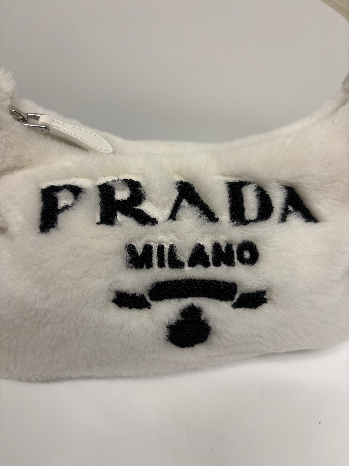 Prada Re-Edition 200 Cream Fur Bag