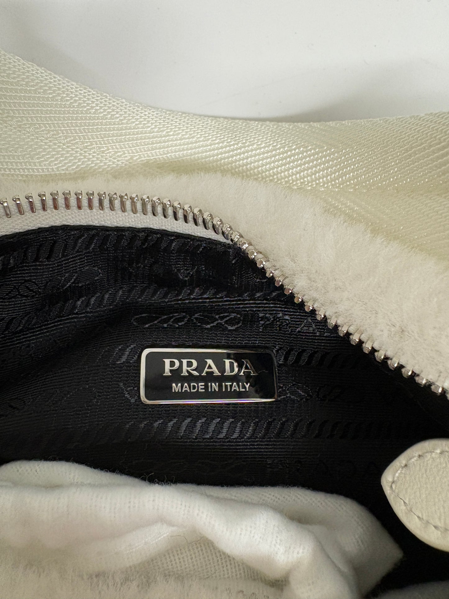 Prada Re-Edition 200 Cream Fur Bag