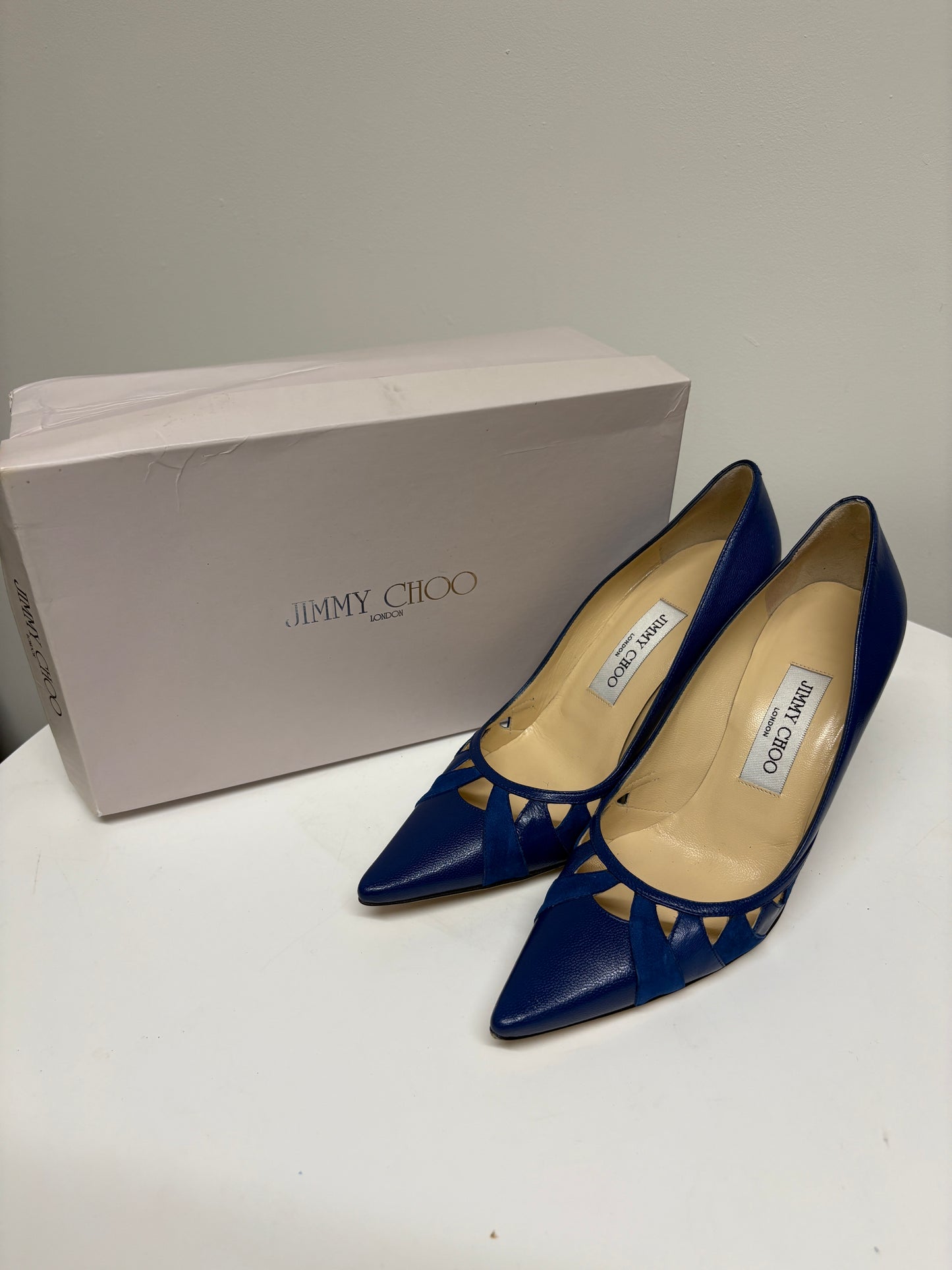 Jimmy Choo Kid Suede Electric Blue Pumps
