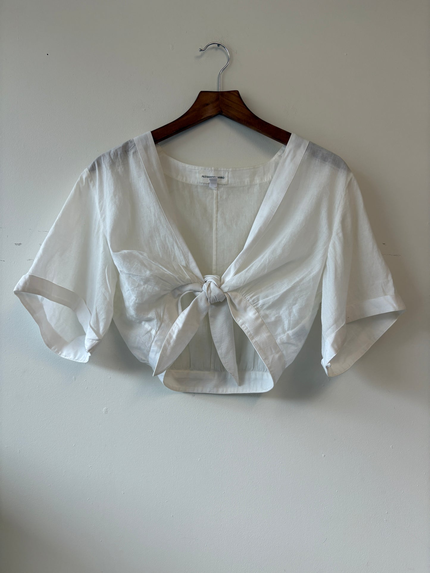 Alexandra Miro Sandy White Tie Front Top