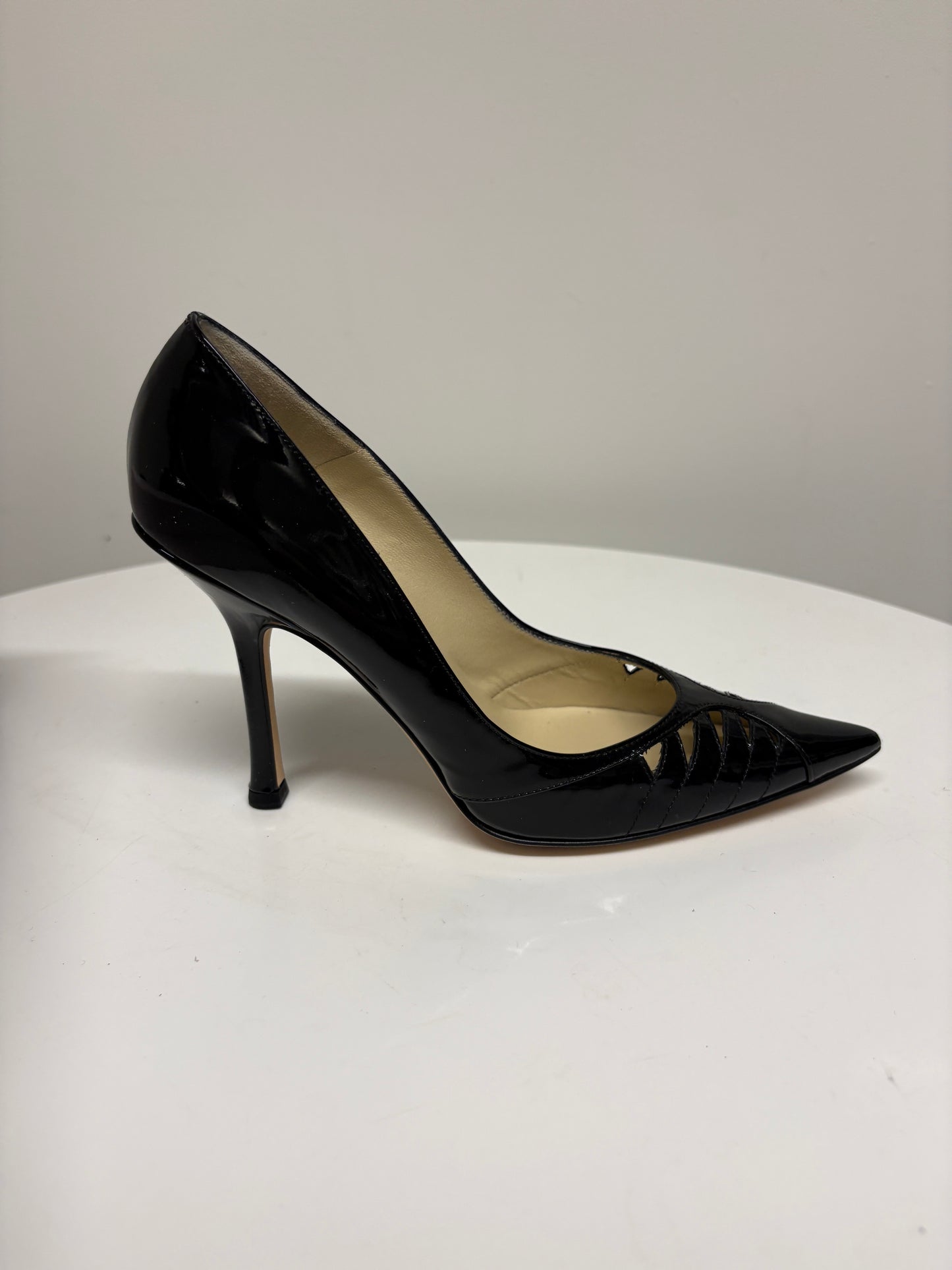Jimmy Choo Black Patent Leather Tia Pumps