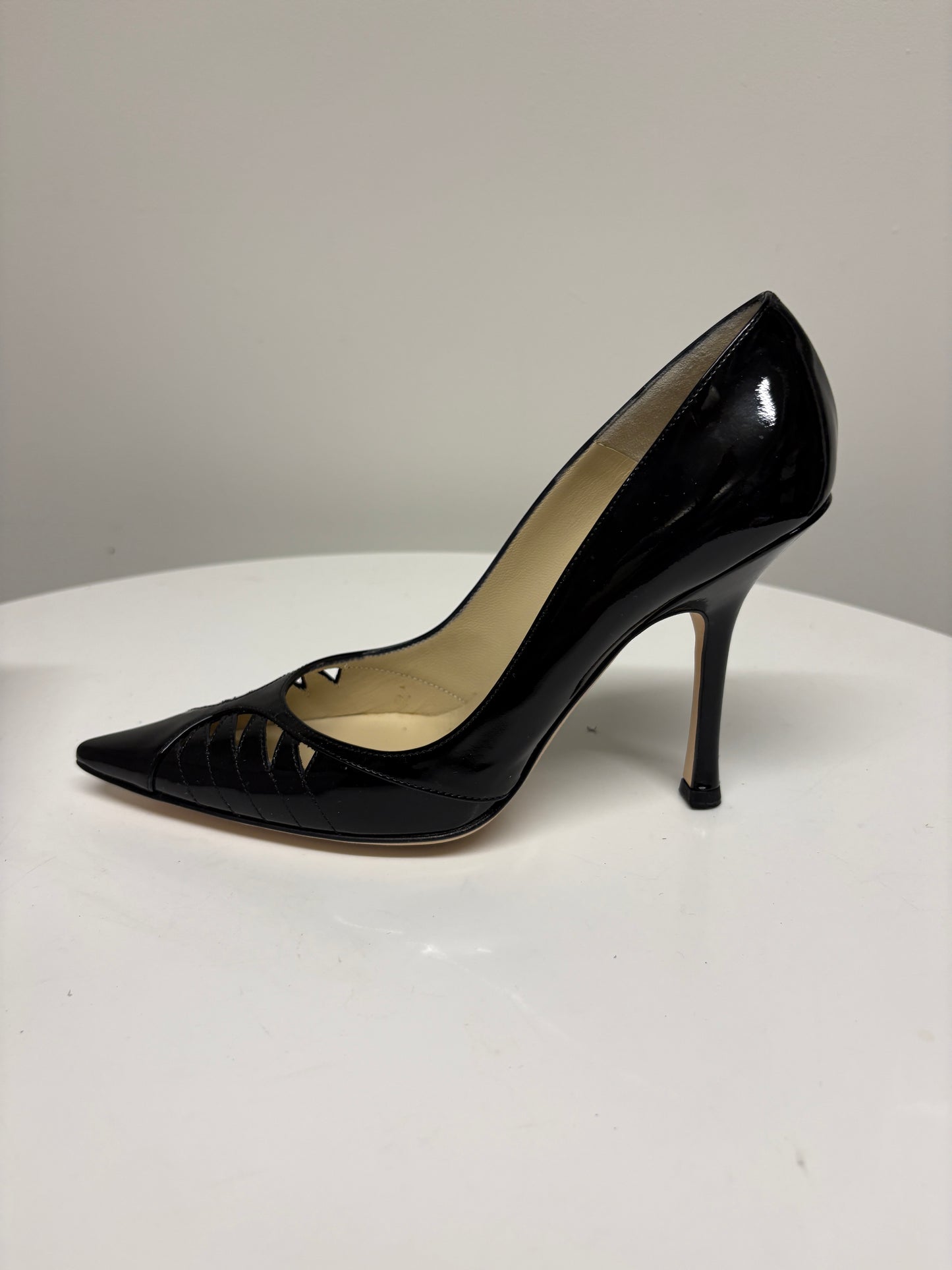 Jimmy Choo Black Patent Leather Tia Pumps
