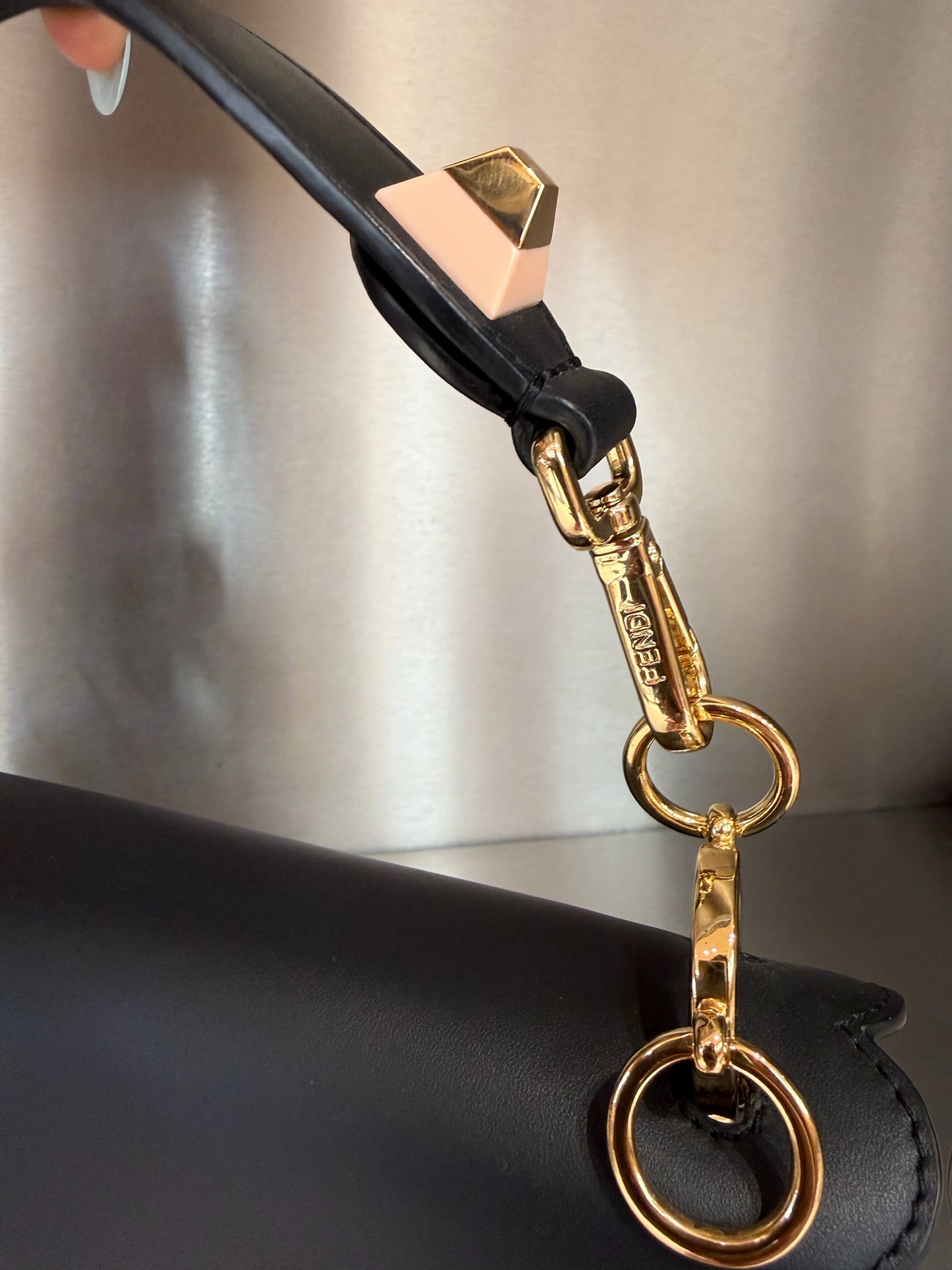 Fendi Black Kan I Studded Leather Handbag
