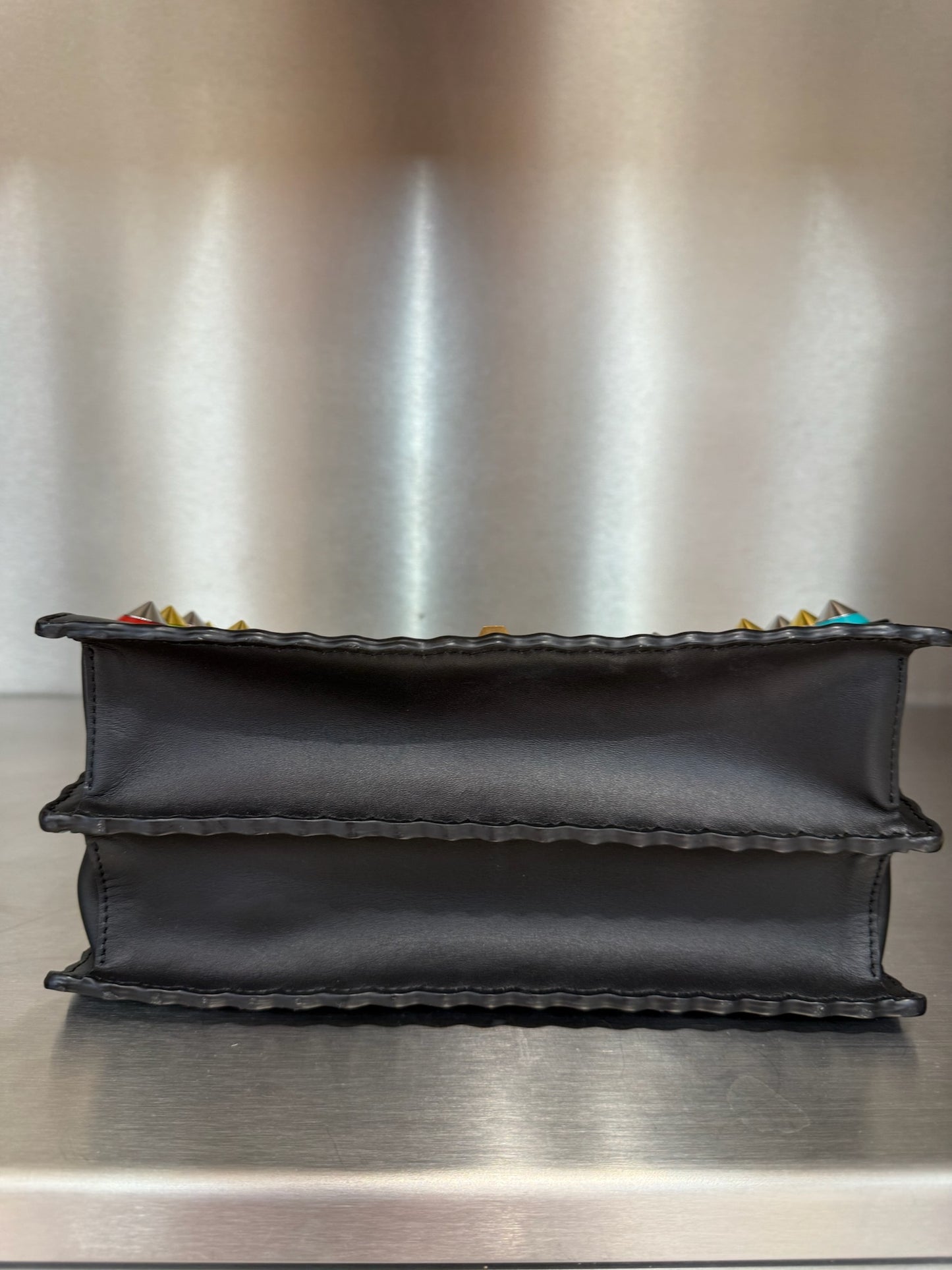 Fendi Black Kan I Studded Leather Handbag