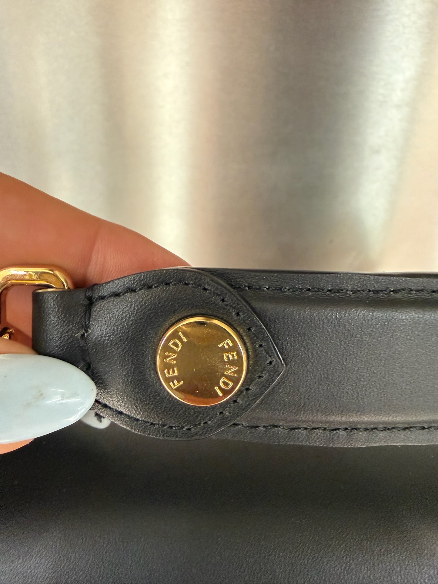 Fendi Black Kan I Studded Leather Handbag