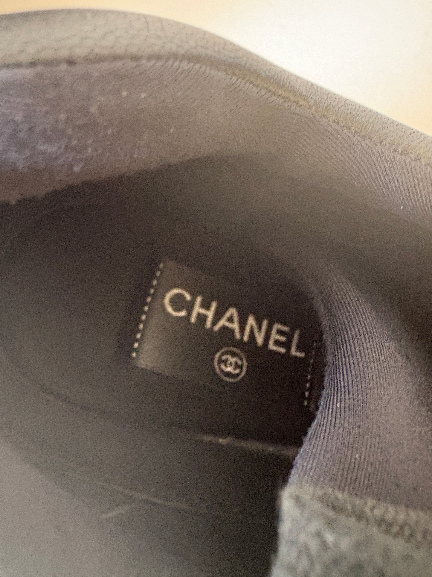 Chanel Black Logo Low Top Suede Trainers