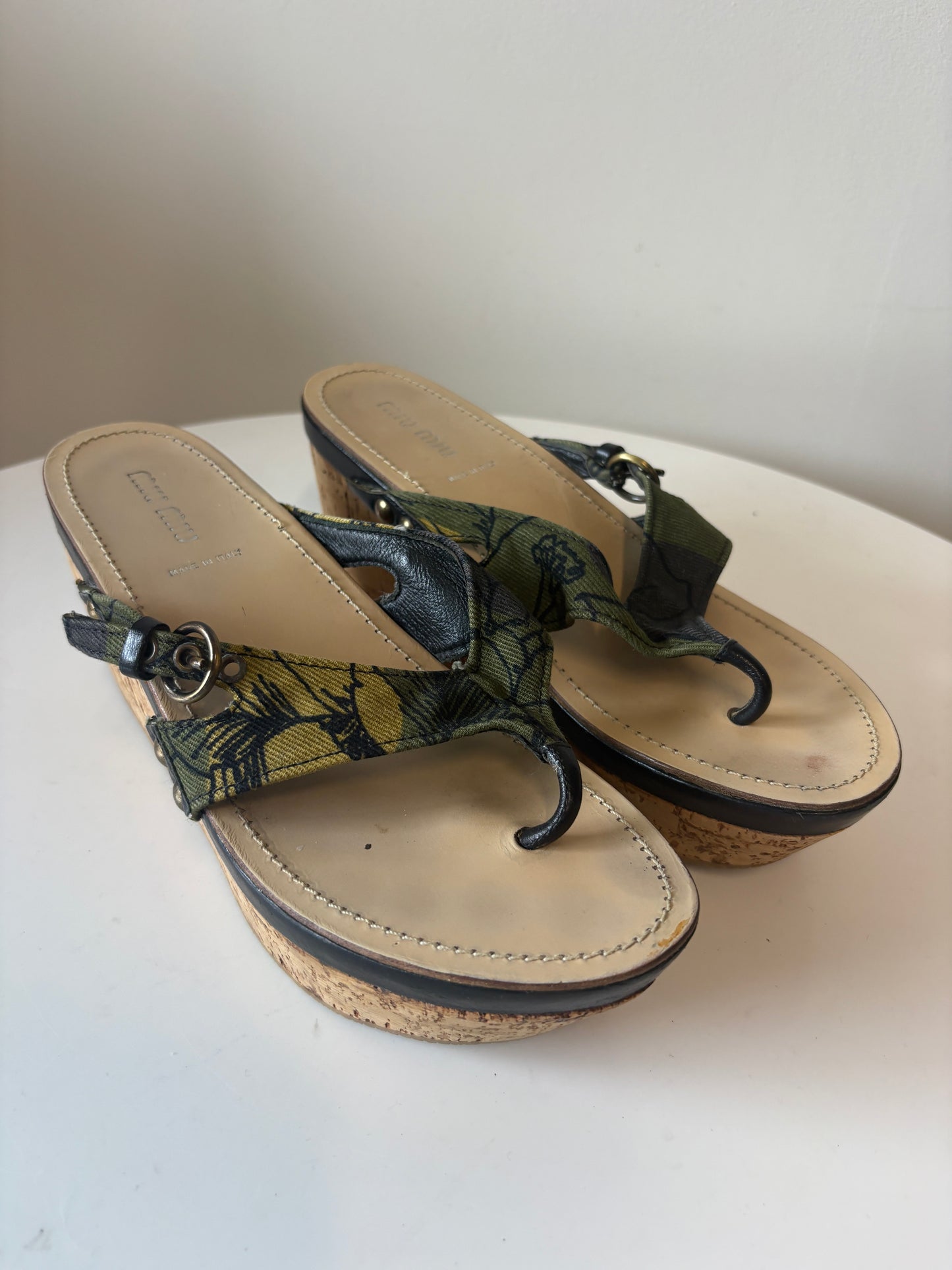 Miu Miu Wedge Flip Flops