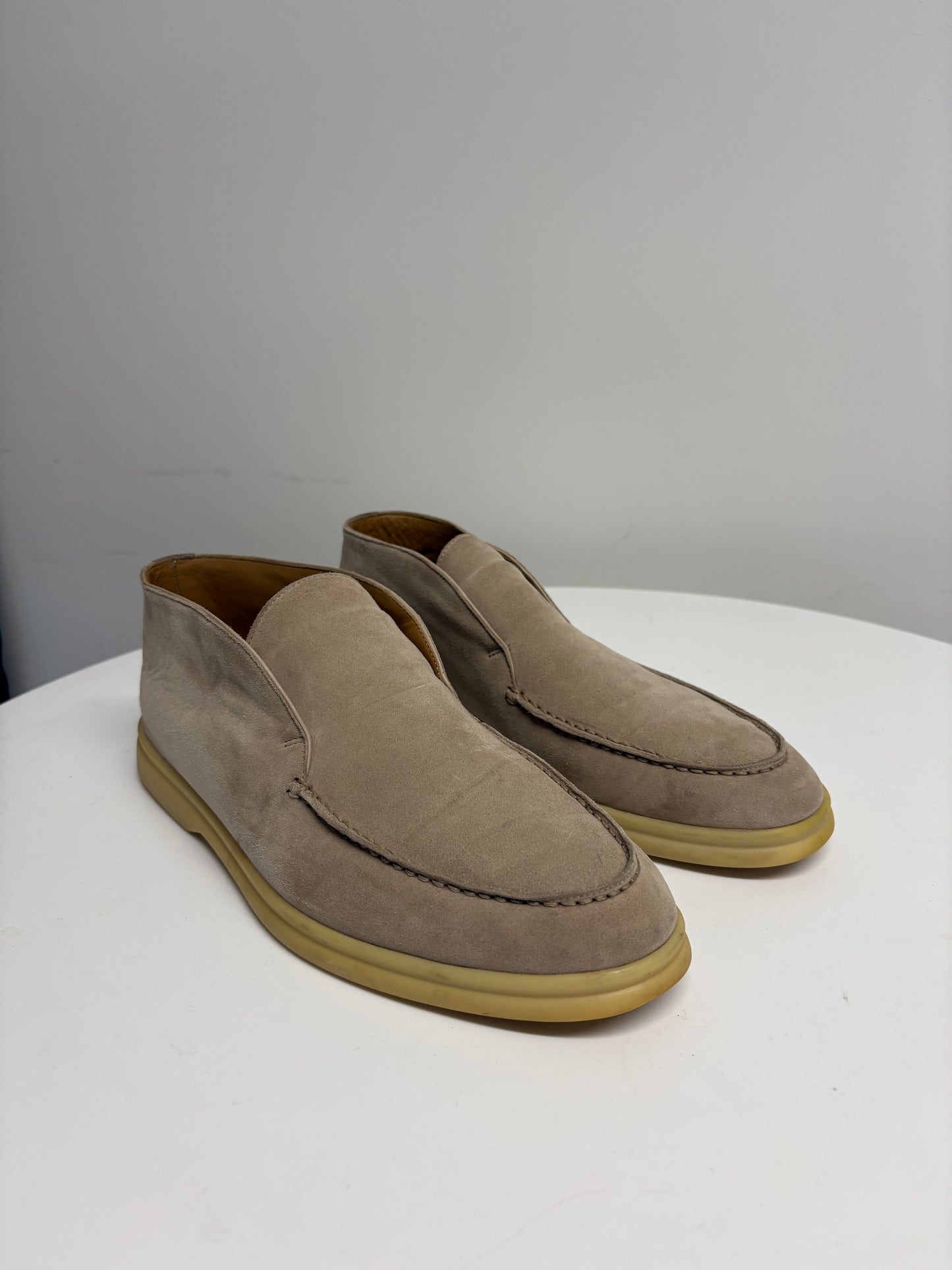 Loro Piana Beige Suede Open Walk Ankle Loafers
