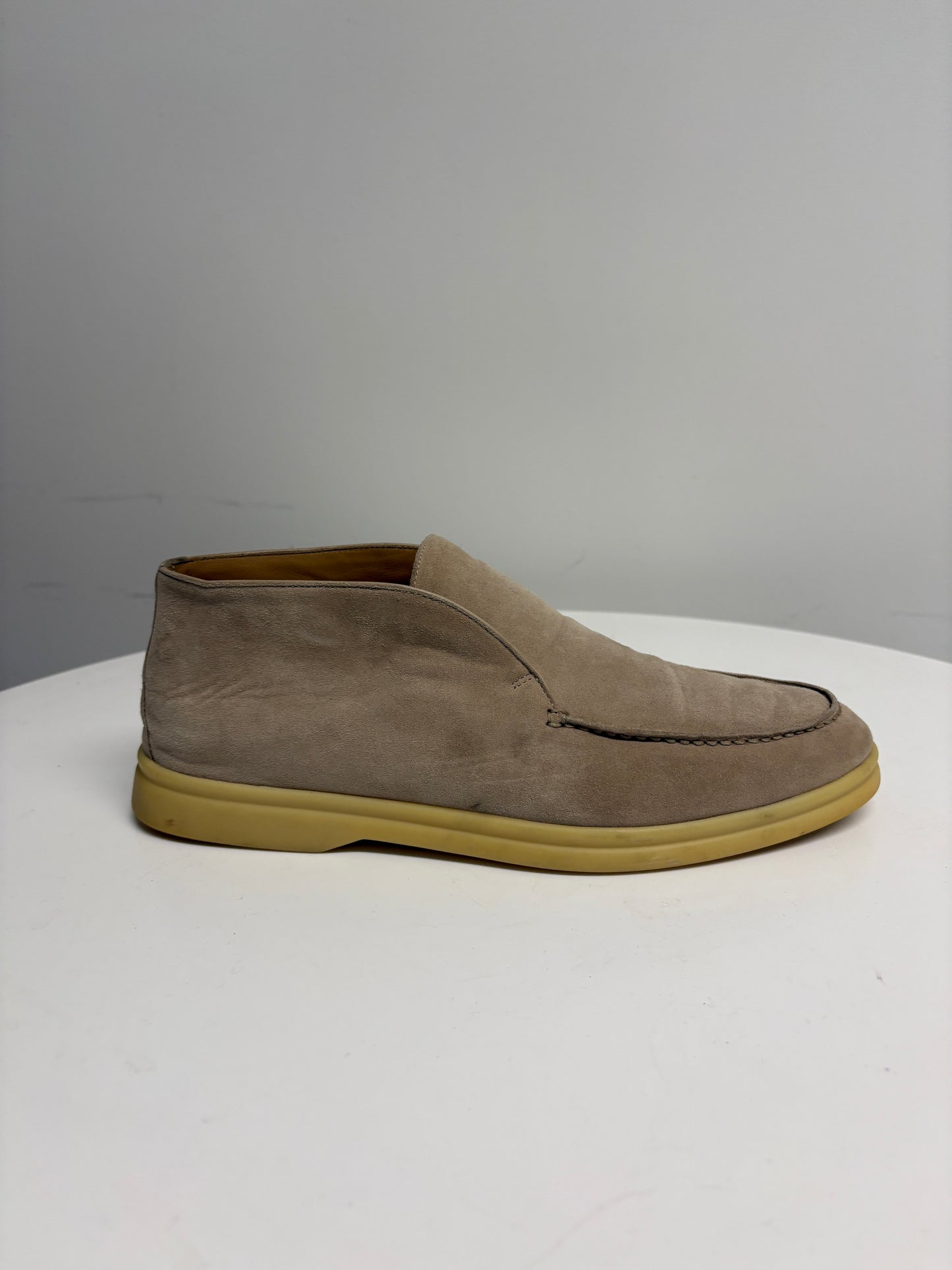 Loro Piana Beige Suede Open Walk Ankle Loafers
