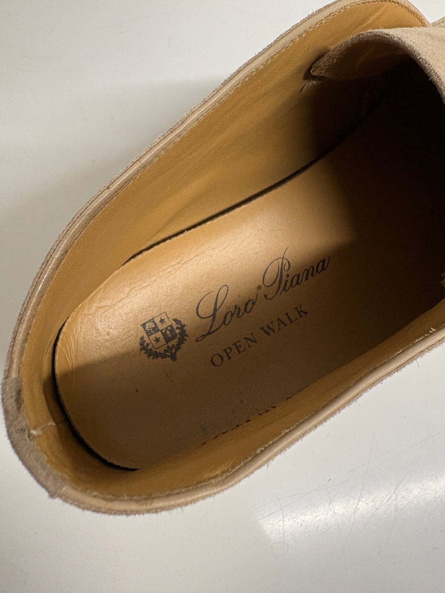 Loro Piana Beige Suede Open Walk Ankle Loafers