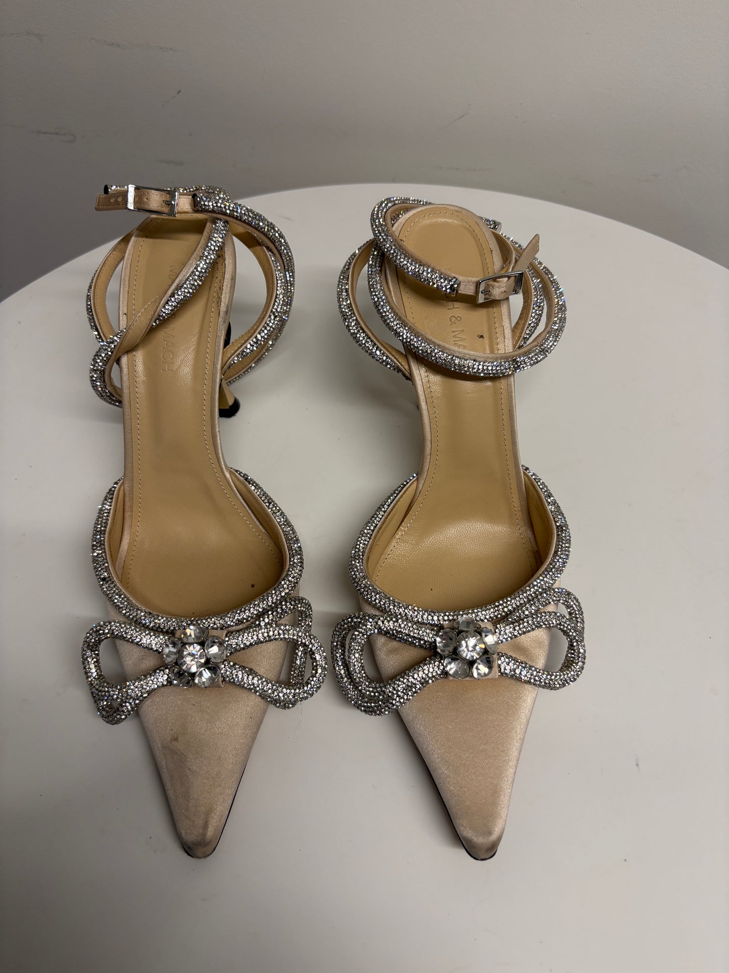 Mach & Mach Cream Diamante Bow Stiletto