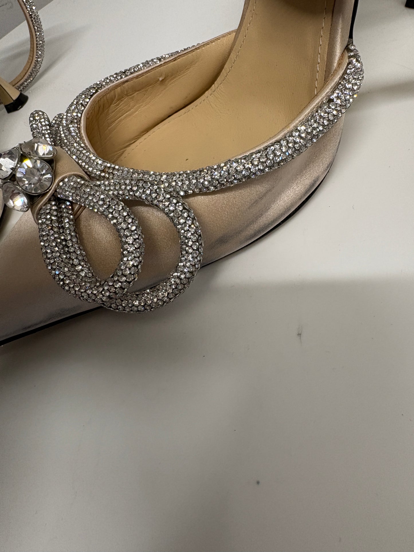Mach & Mach Cream Diamante Bow Stiletto