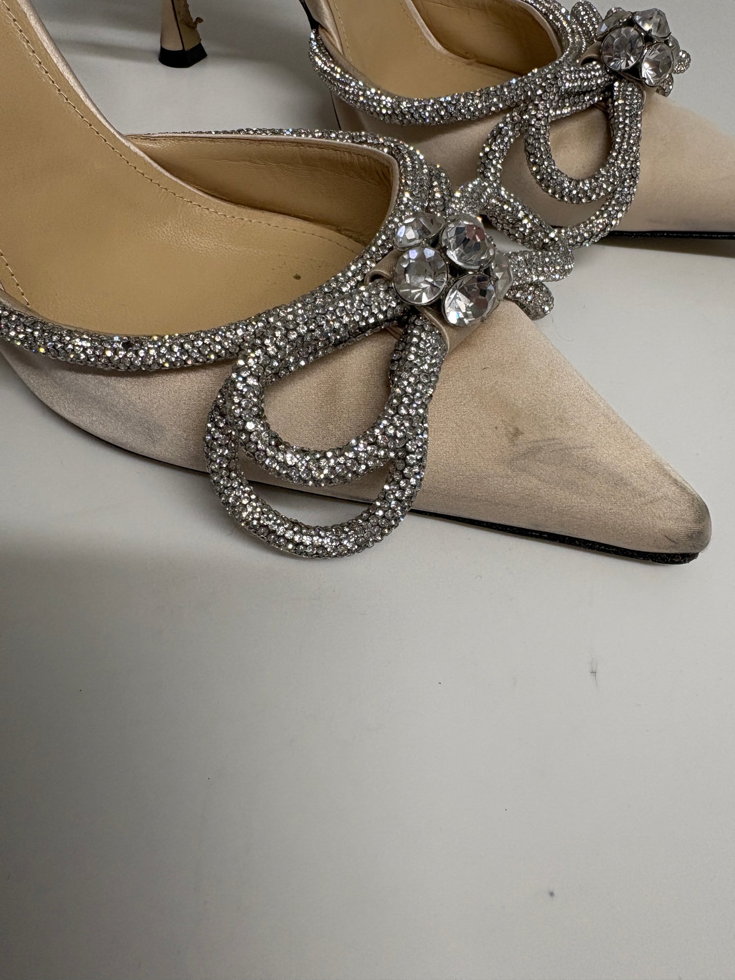 Mach & Mach Cream Diamante Bow Stiletto