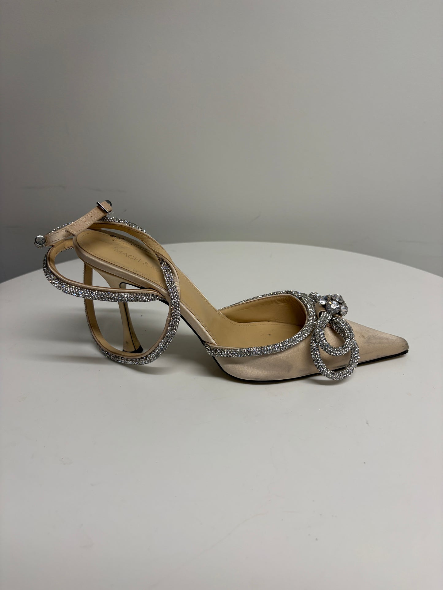 Mach & Mach Cream Diamante Bow Stiletto