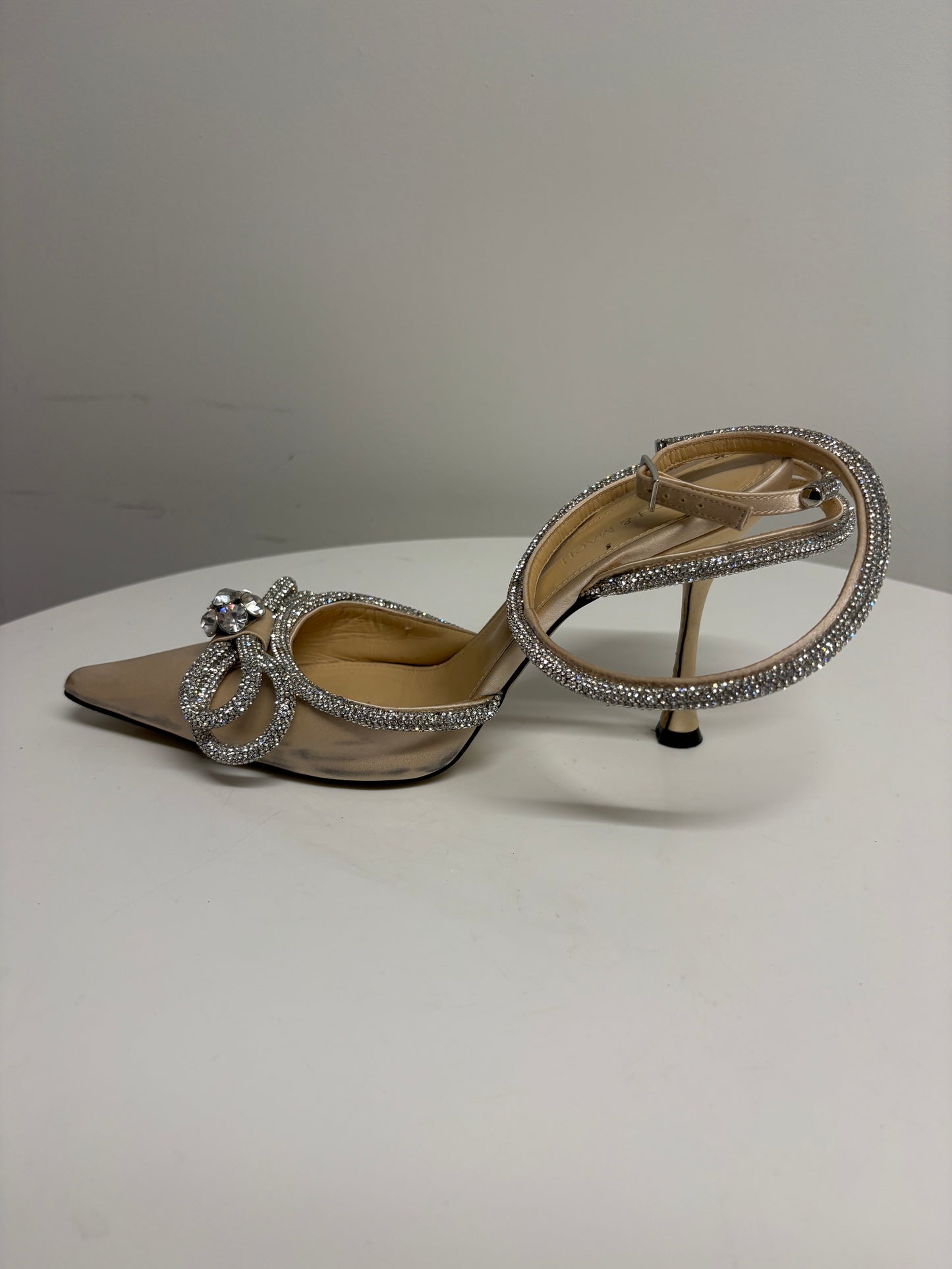 Mach & Mach Cream Diamante Bow Stiletto