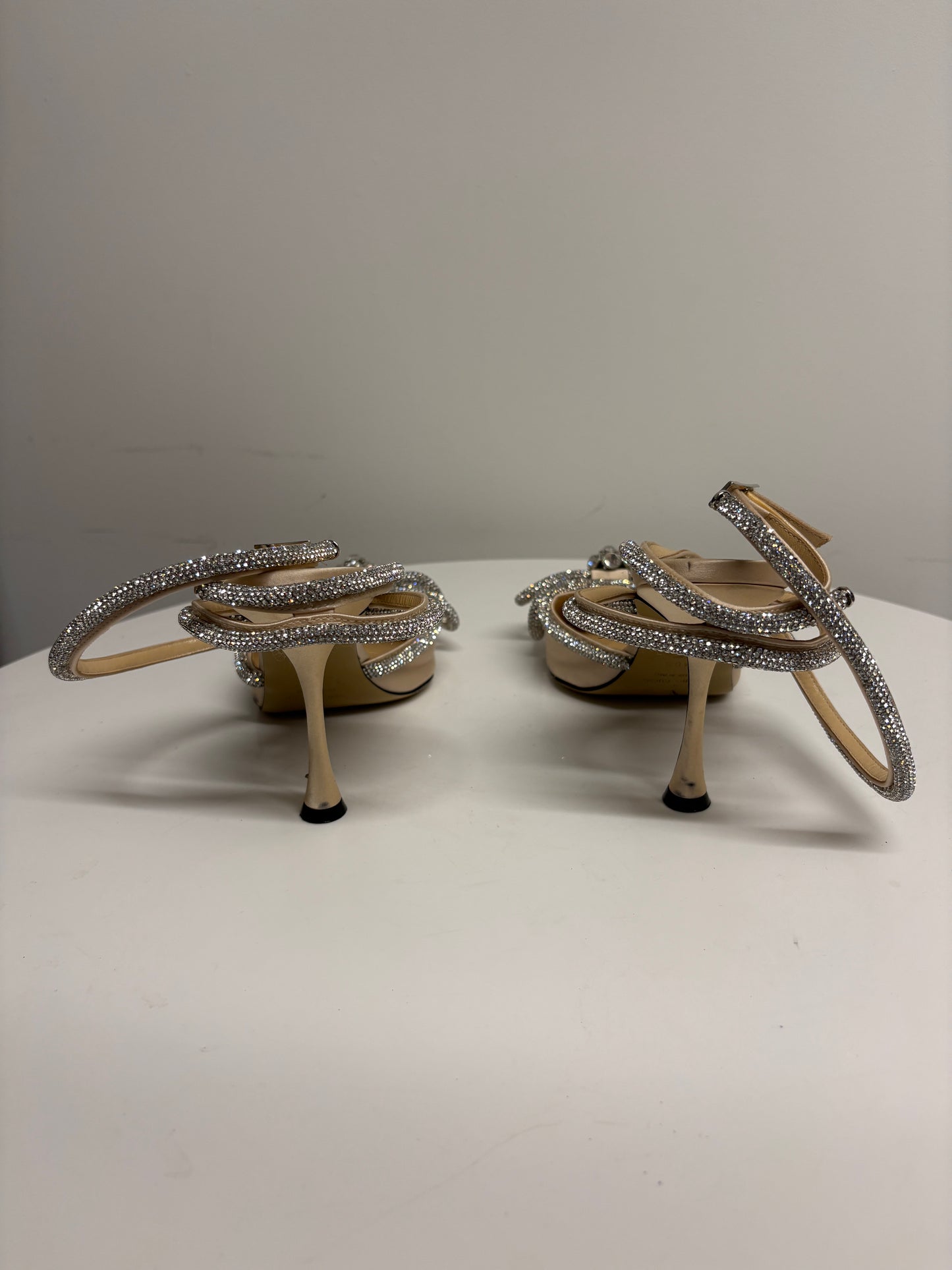 Mach & Mach Cream Diamante Bow Stiletto