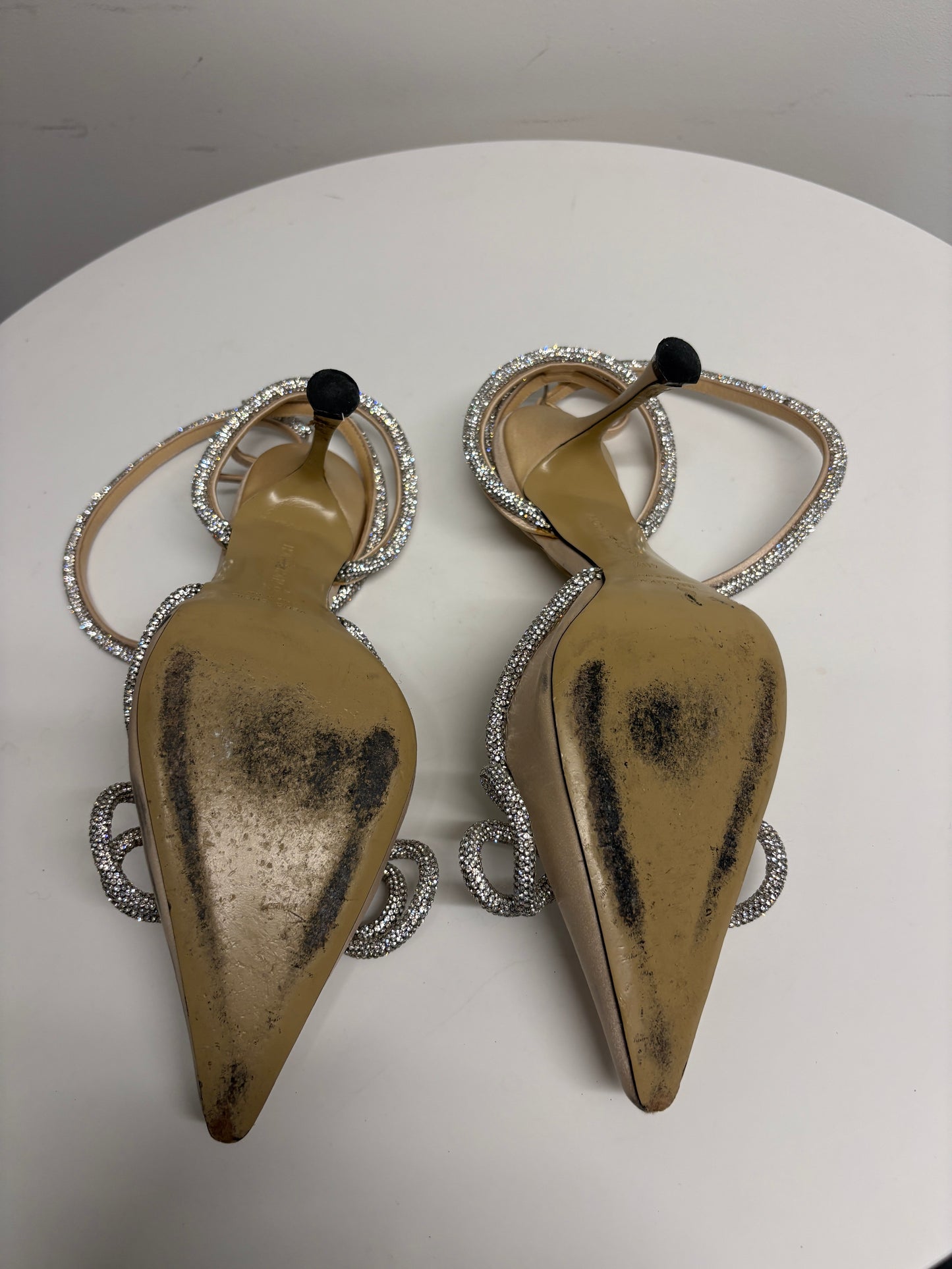 Mach & Mach Cream Diamante Bow Stiletto