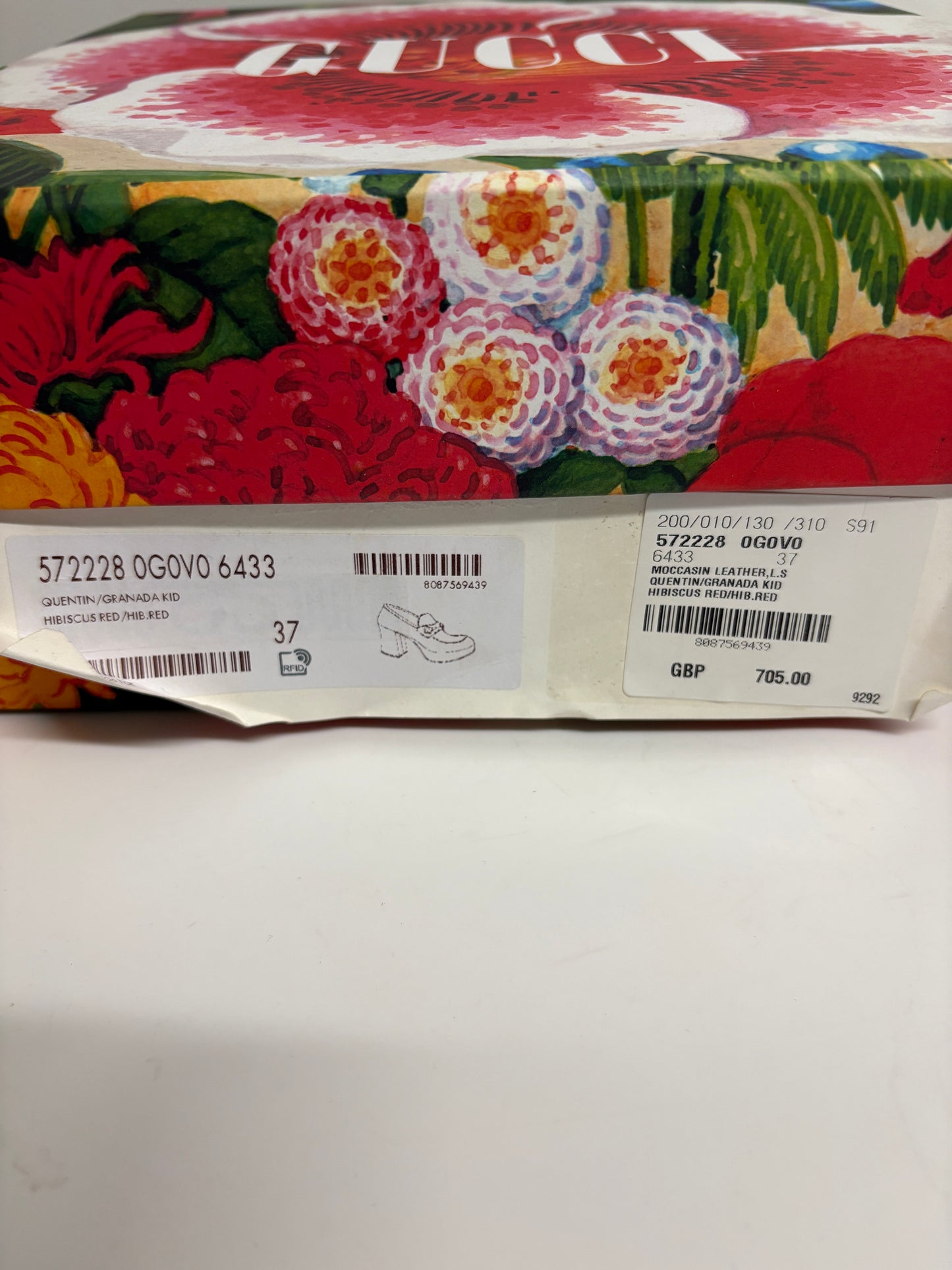 Gucci Red Quentin Moccasin Leather Heels