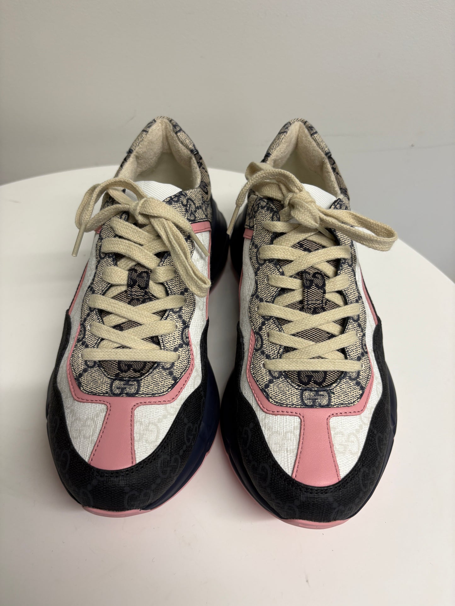 Gucci Chunky Canvas Leather Rhyton Trainers