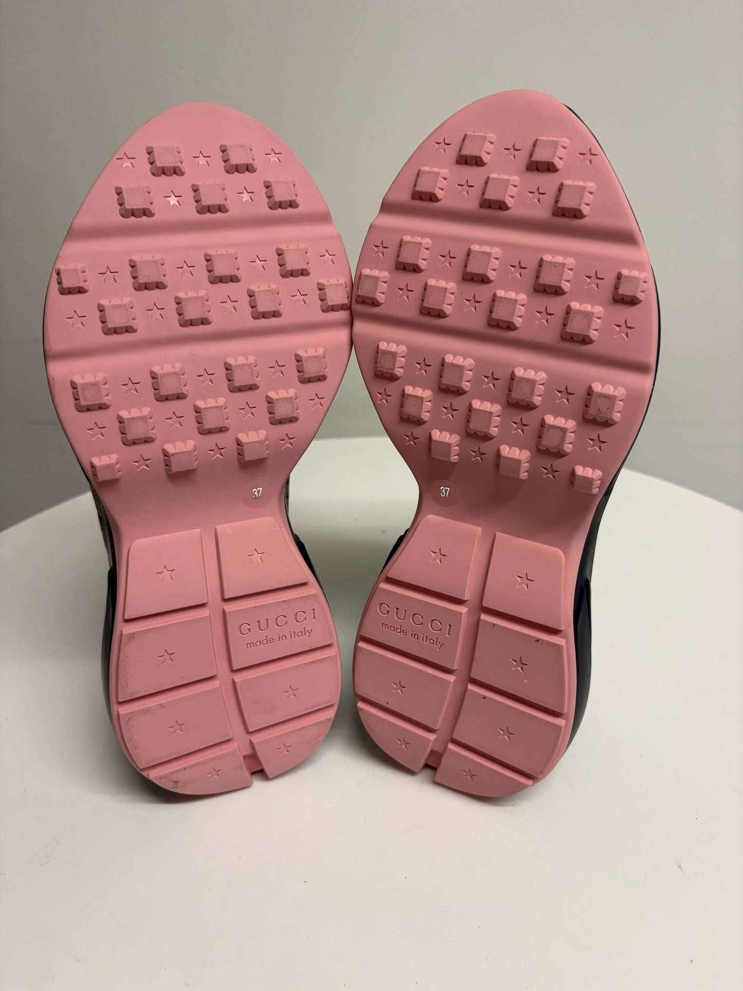 Gucci Chunky Canvas Leather Rhyton Trainers