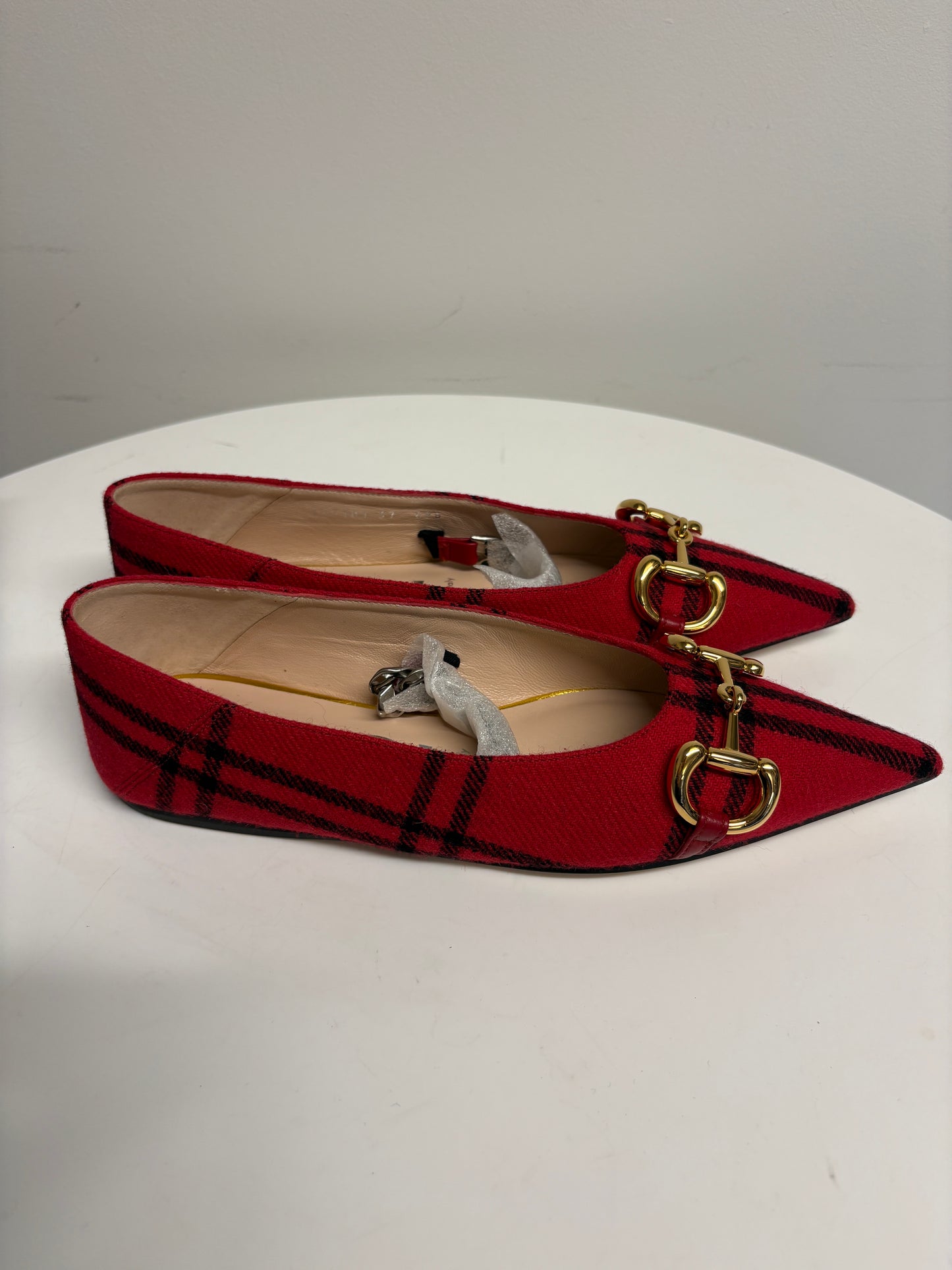 Gucci Archive Red/Black Wool Check Pointed Pumps