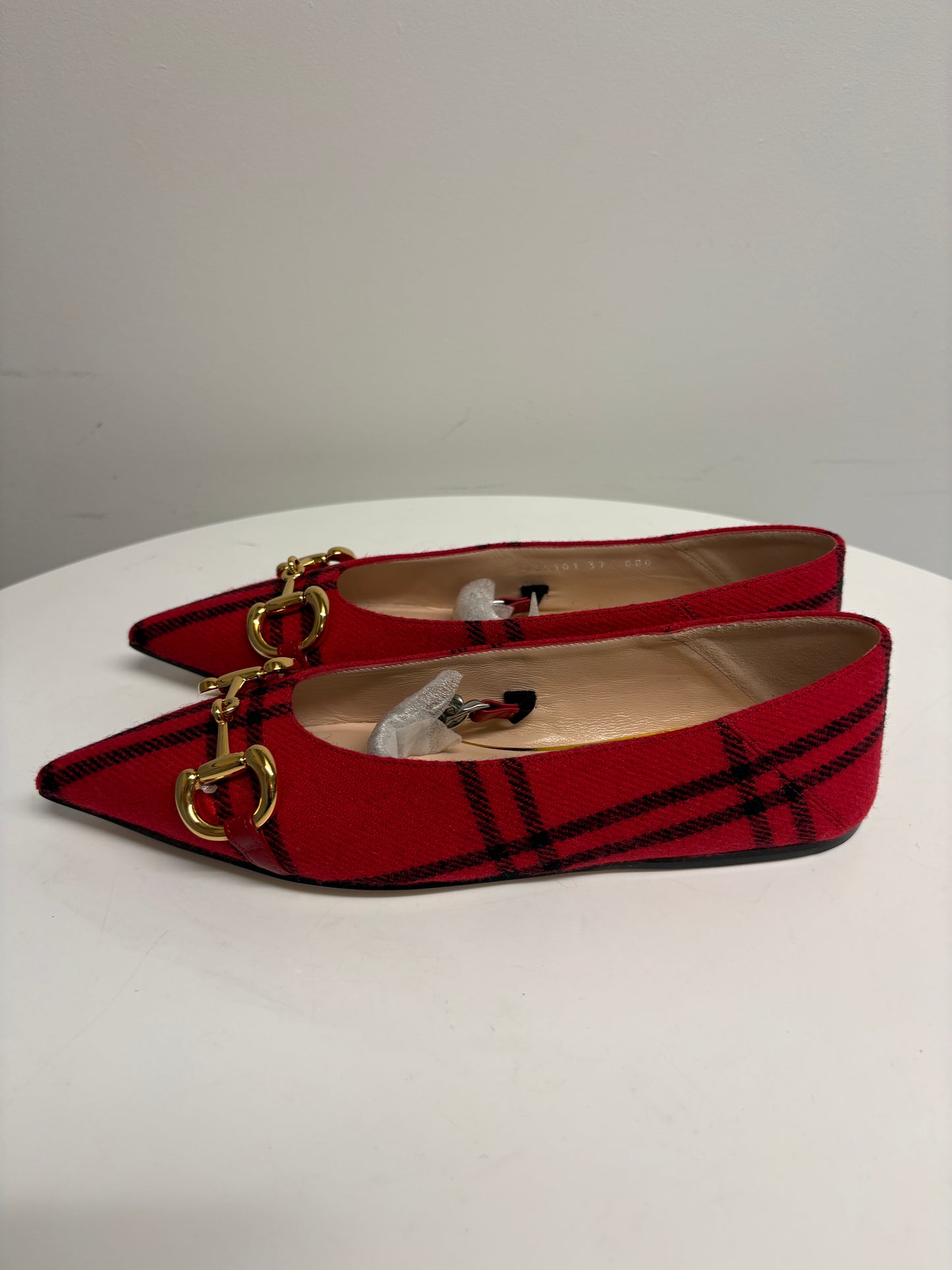 Gucci Archive Red/Black Wool Check Pointed Pumps