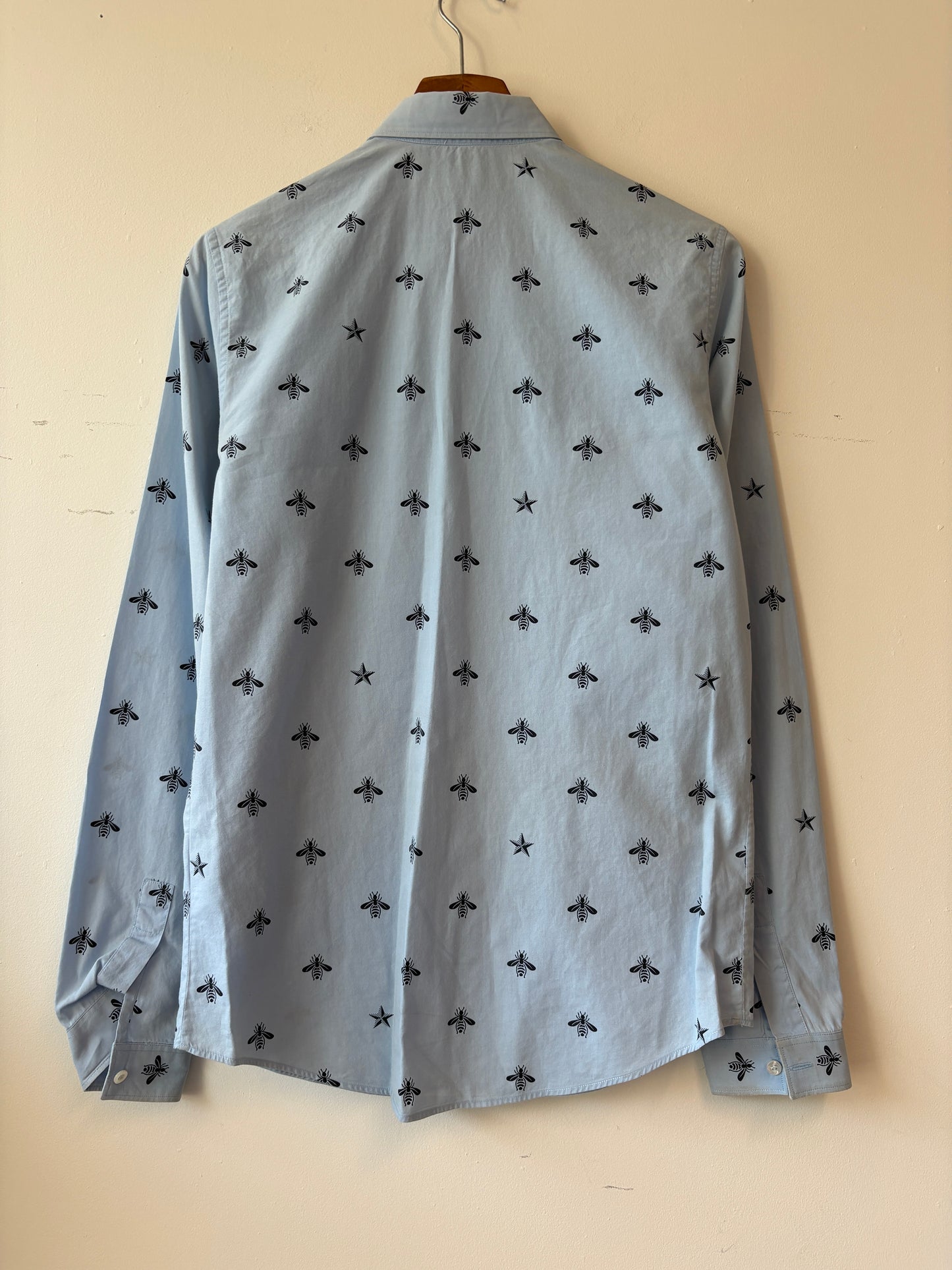 Gucci Blue Bee Motif Duke Shirt