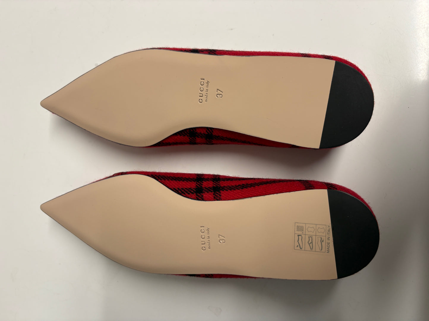 Gucci Archive Red/Black Wool Check Pointed Pumps