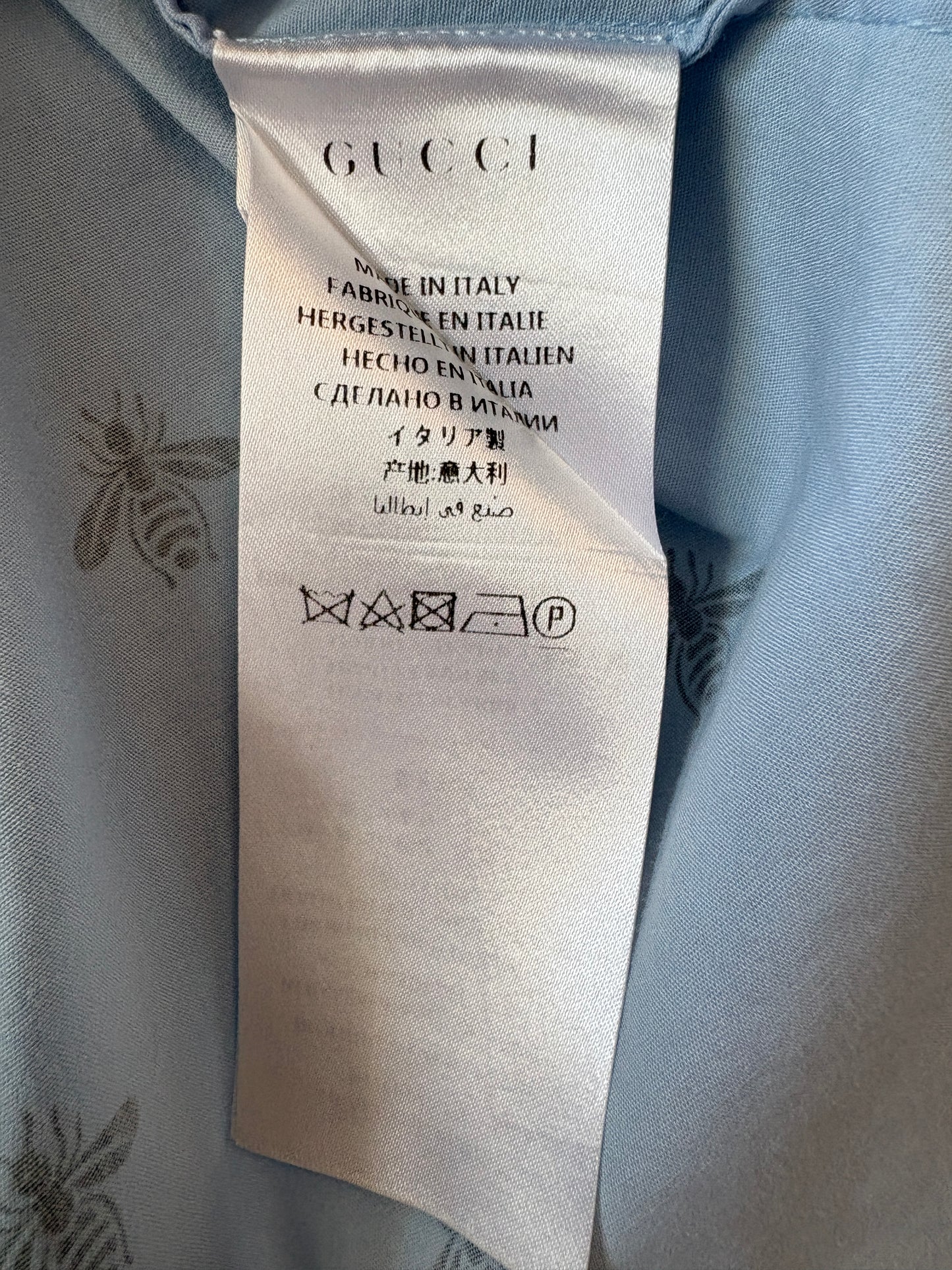 Gucci Blue Bee Motif Duke Shirt