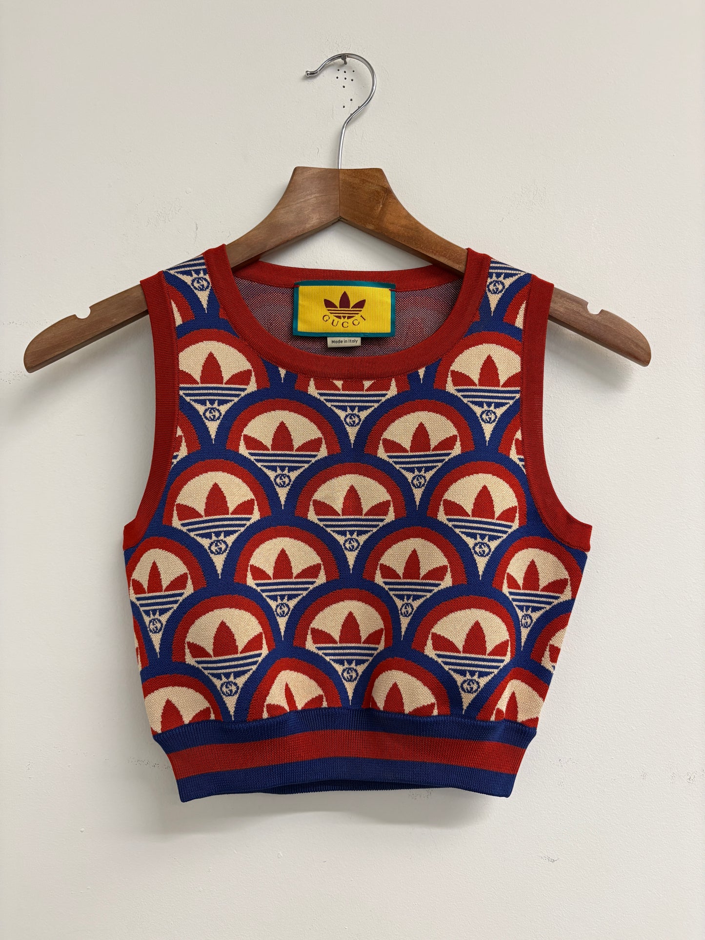 Gucci X Adidas Red Jacquard Crop Top