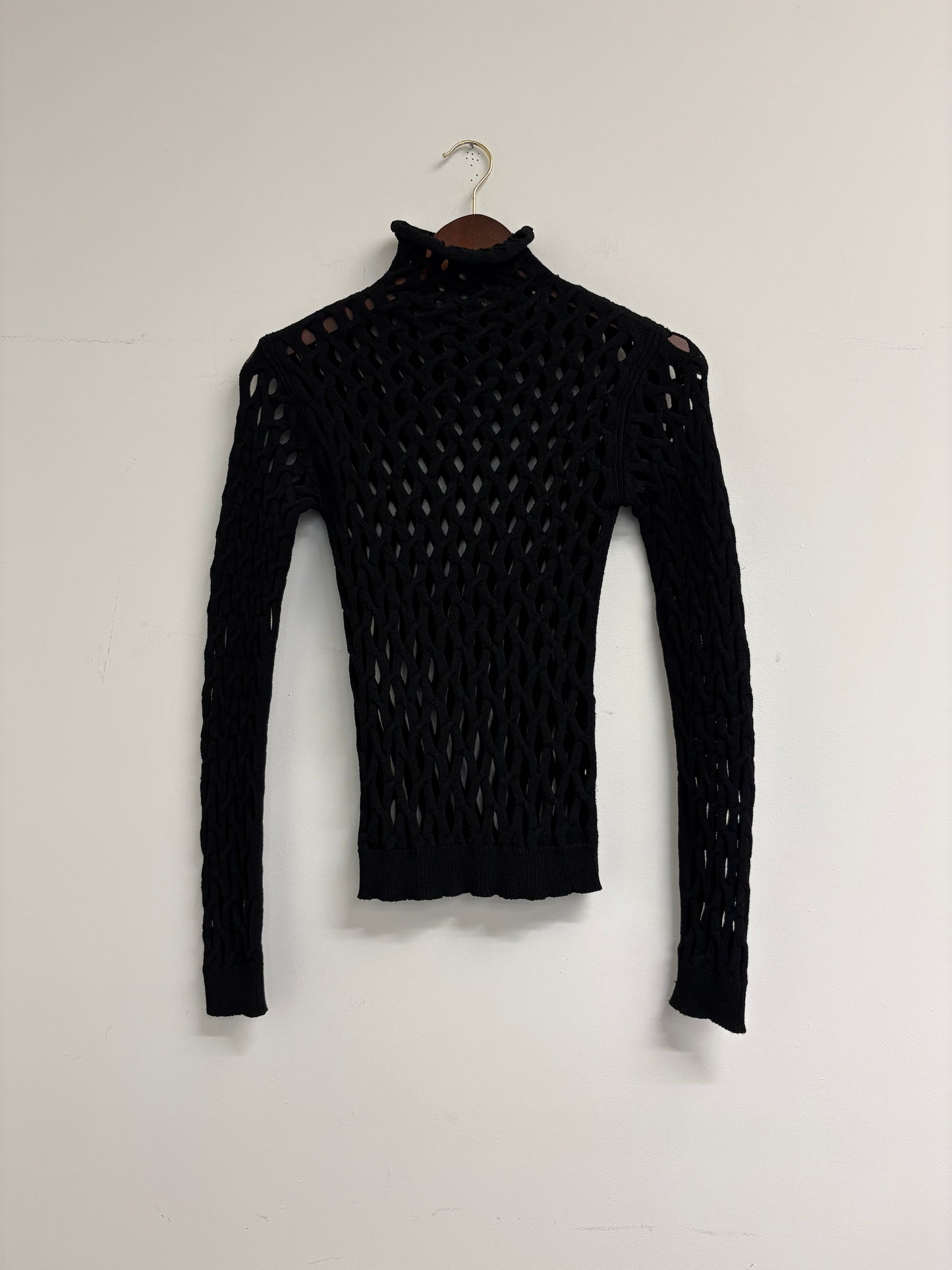 Valentino Black Open Knit Turtleneck