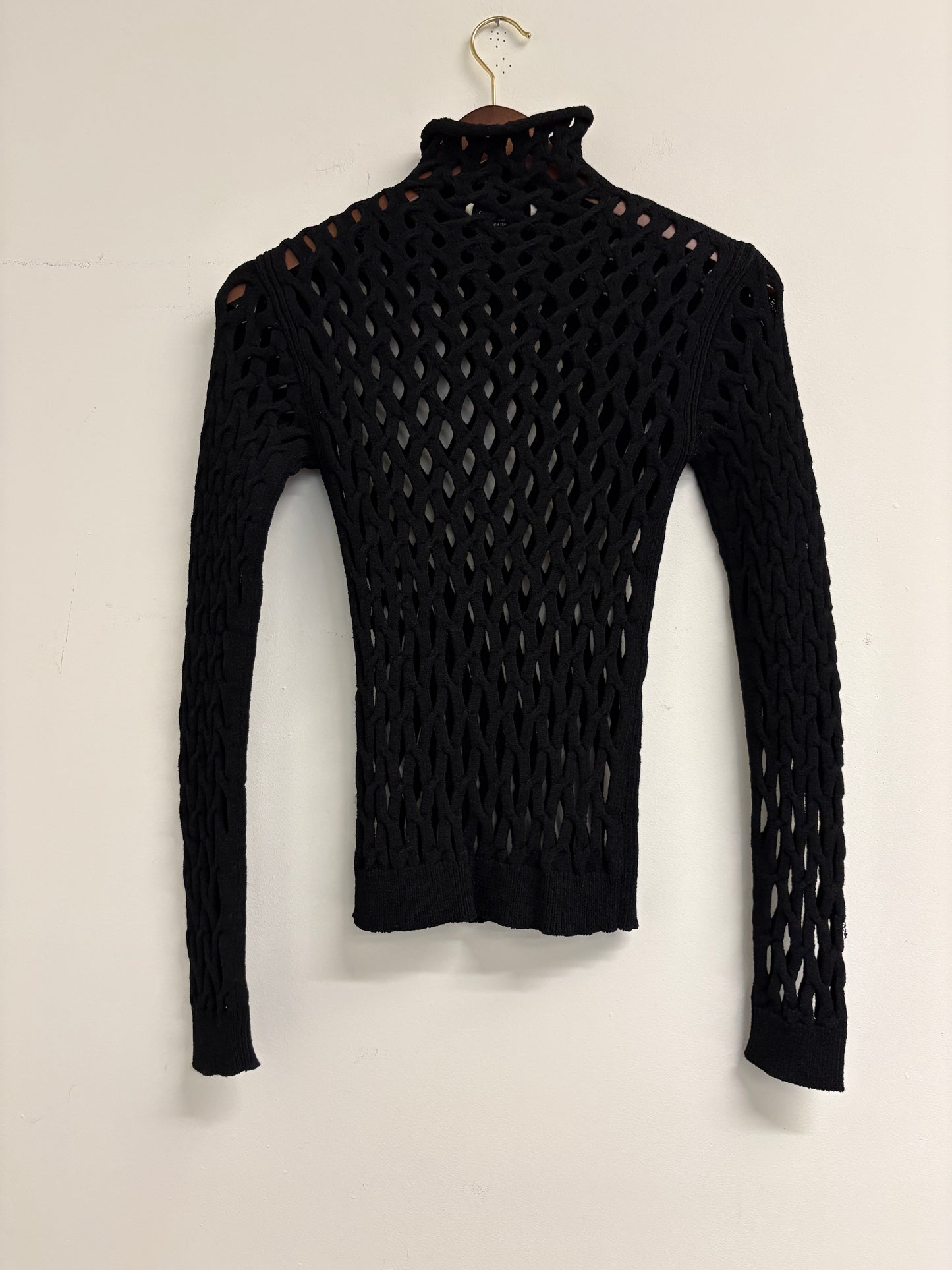 Valentino Black Open Knit Turtleneck