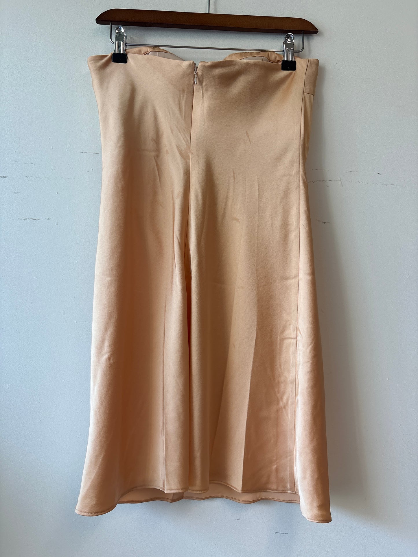 L'Academie Apricot Satin Strapless Mini Dress