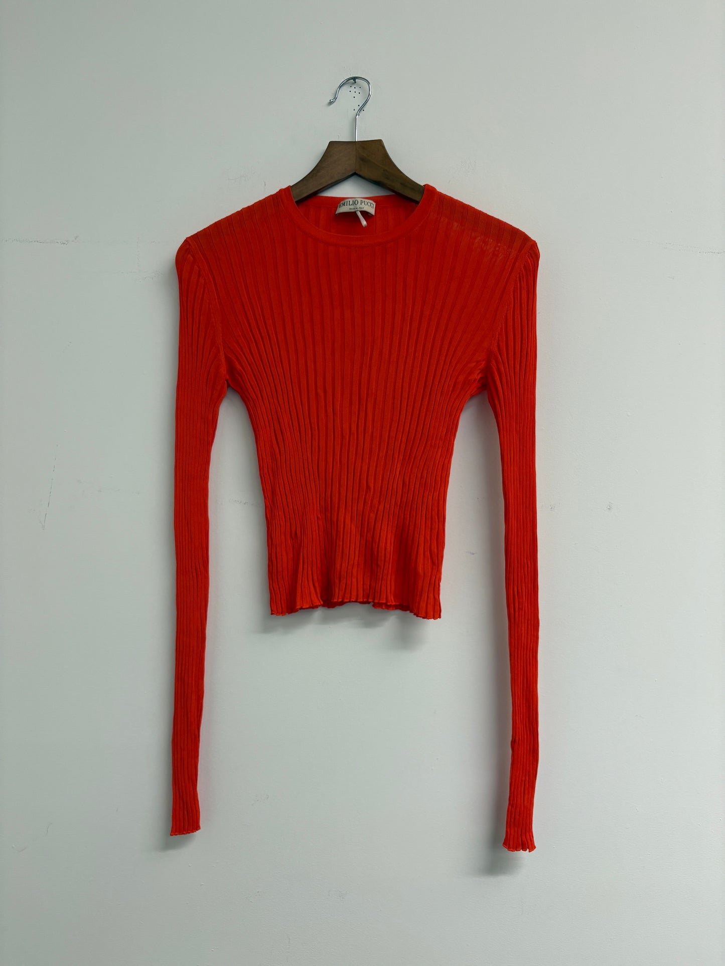 Emilio Pucci Orange Fine Knit Ribbed Top