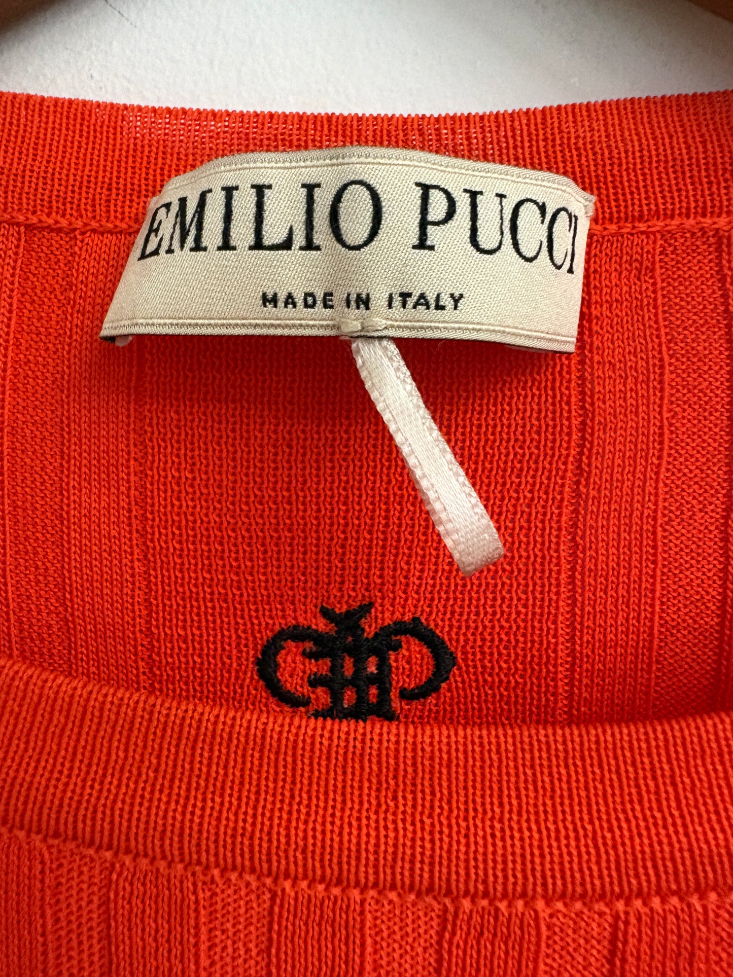 Emilio Pucci Orange Fine Knit Ribbed Top