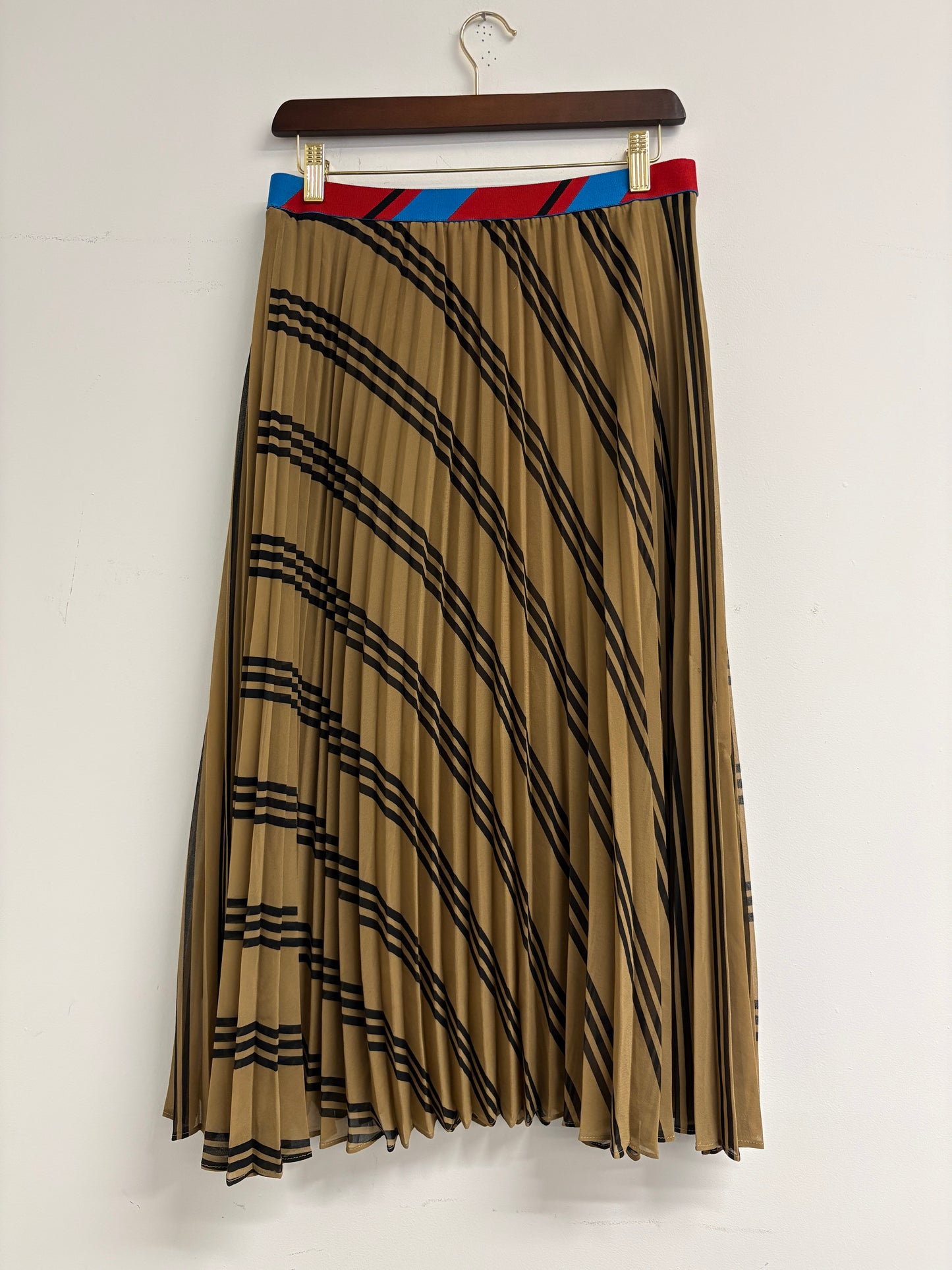By Malene Birger Brown Striped Pleated Skirt