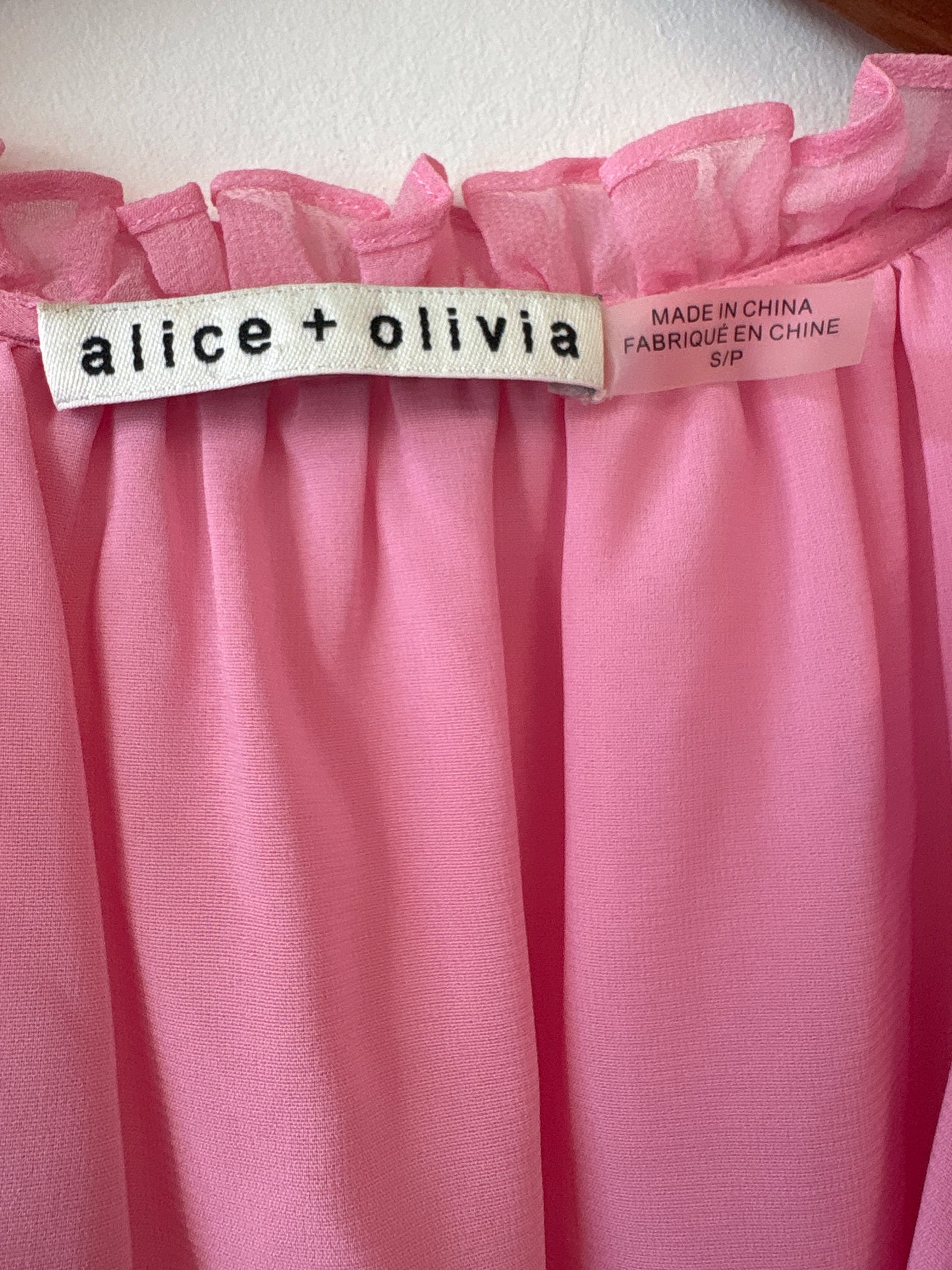 Alice & Olivia Pink Chiffon Long Sleeve Mini Dress