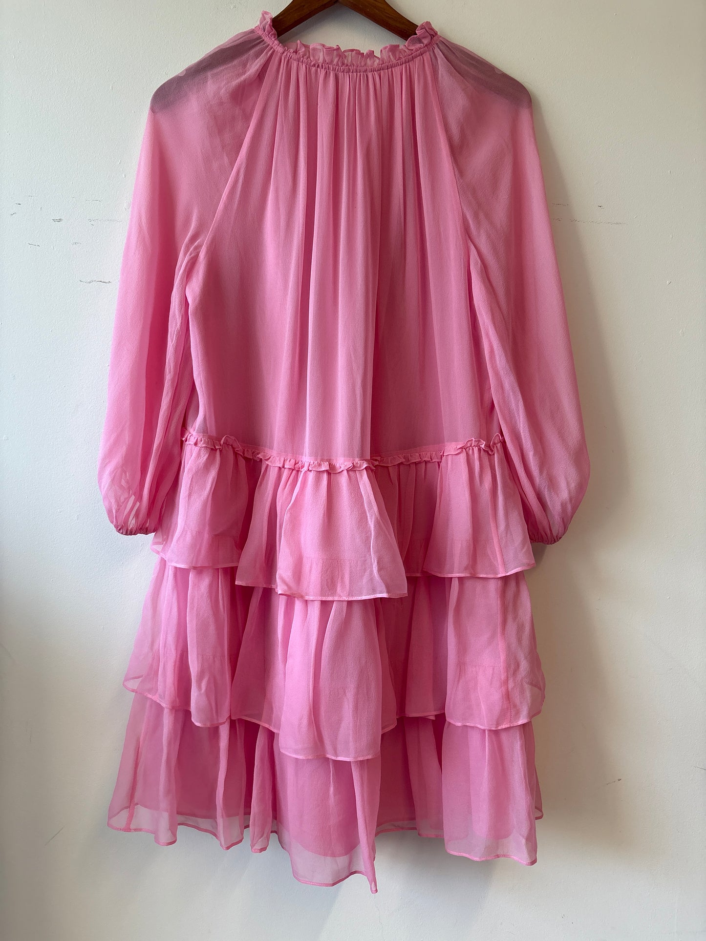 Alice & Olivia Pink Chiffon Long Sleeve Mini Dress