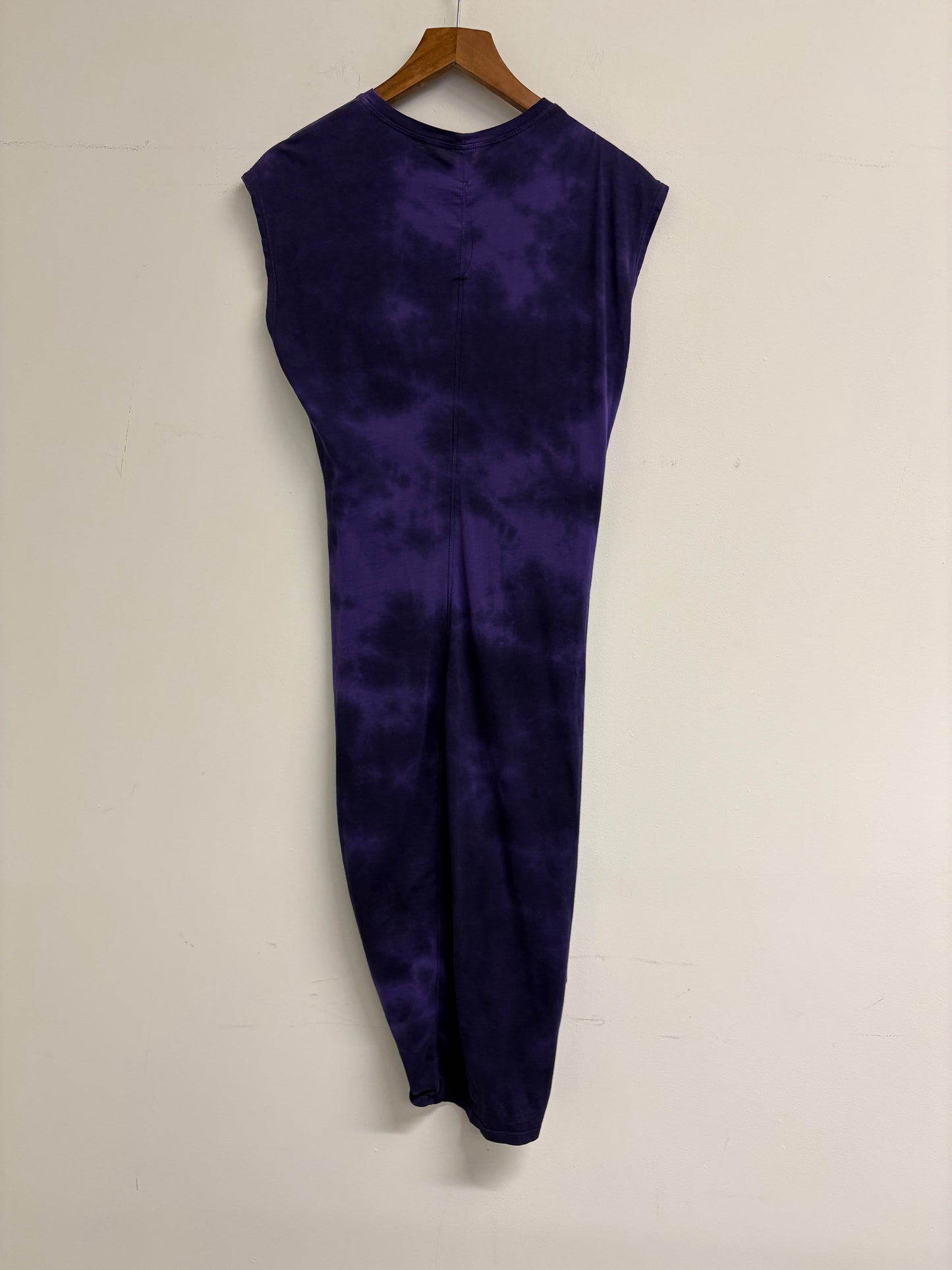Raquel Allegra Purple Gathered Tie Midi Dress