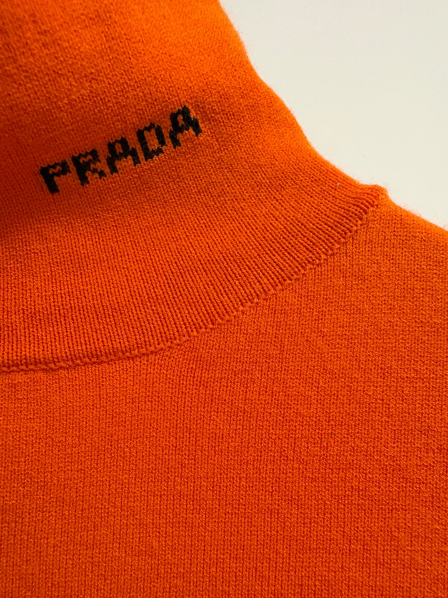 Prada Orange Cut-Out Turtleneck Jumper